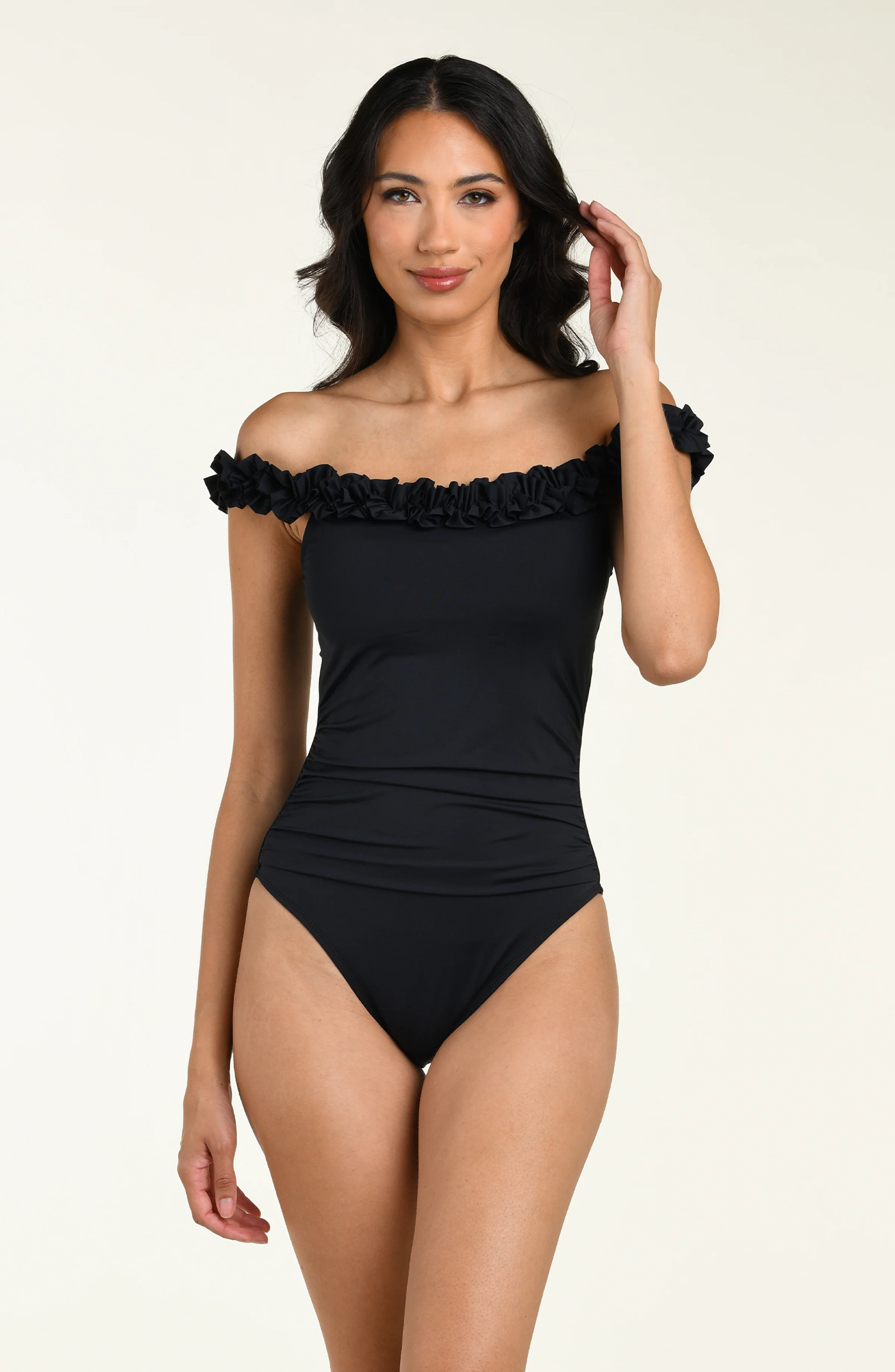 Island Goddess Ruffled One Piece - Black - Image 3