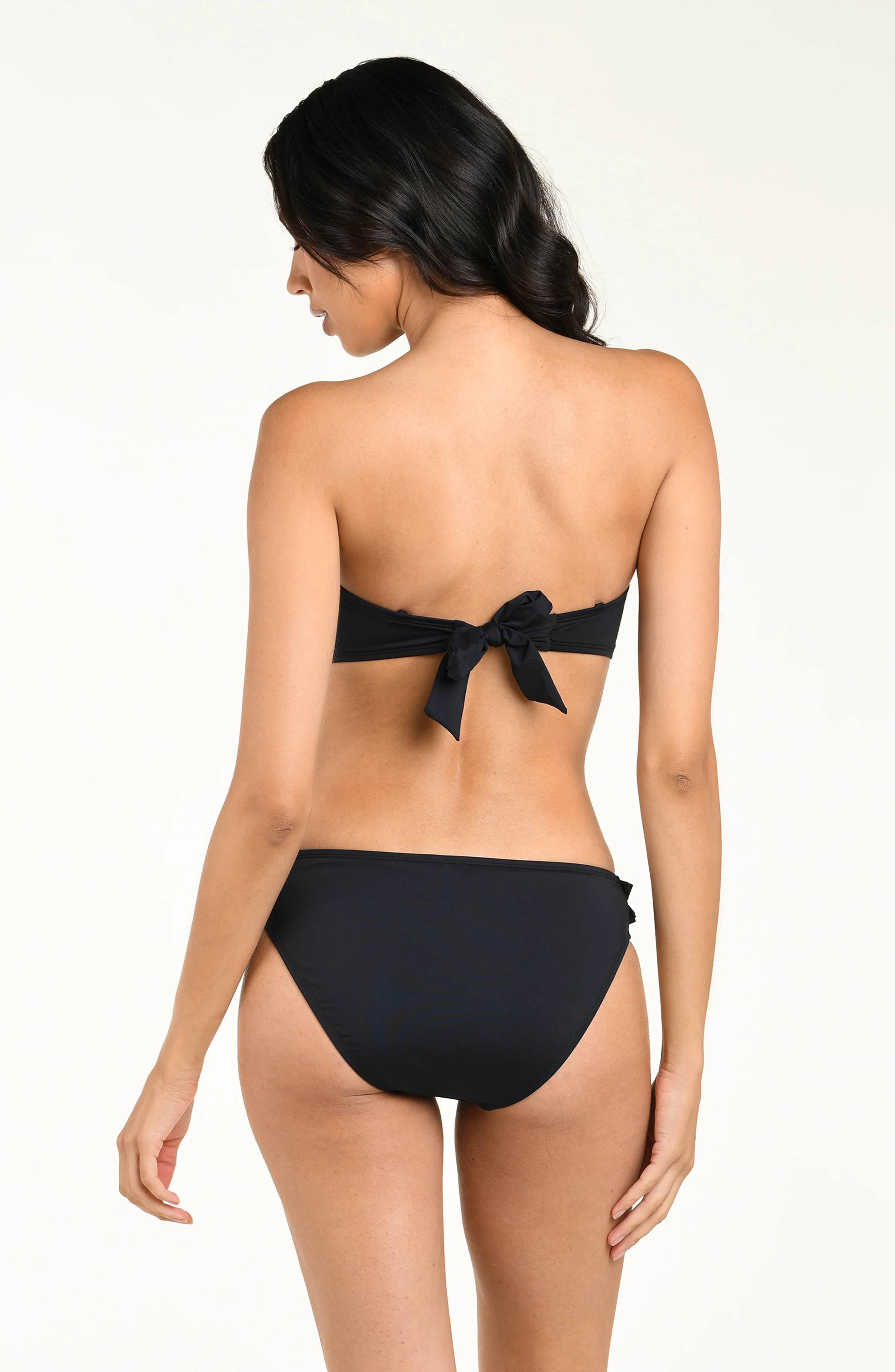 Island Goddess Ruffled Bandeau Bikini Top - Black - Image 4