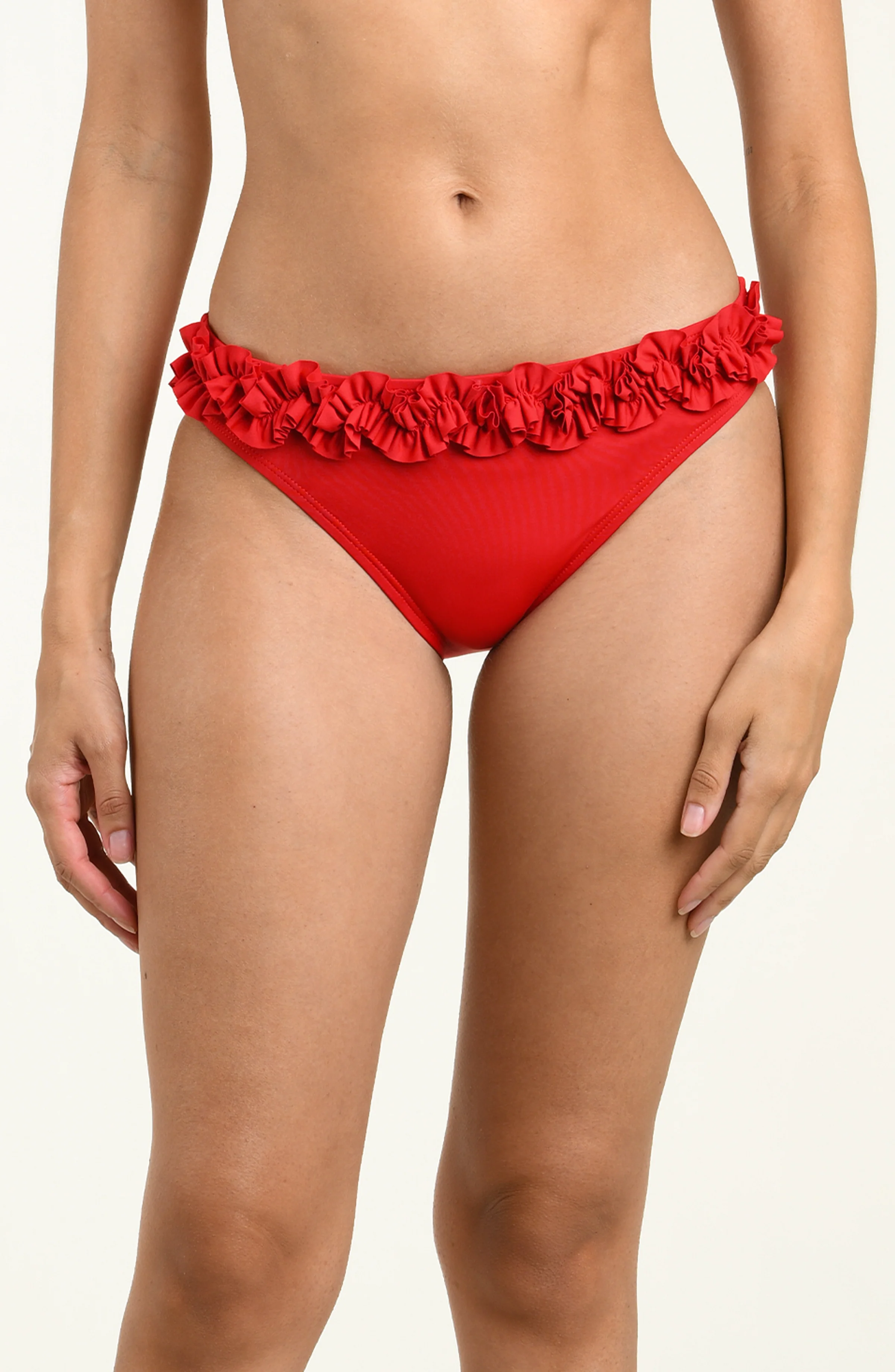 Island Goddess Ruffled Hipster Bottom - Ruby