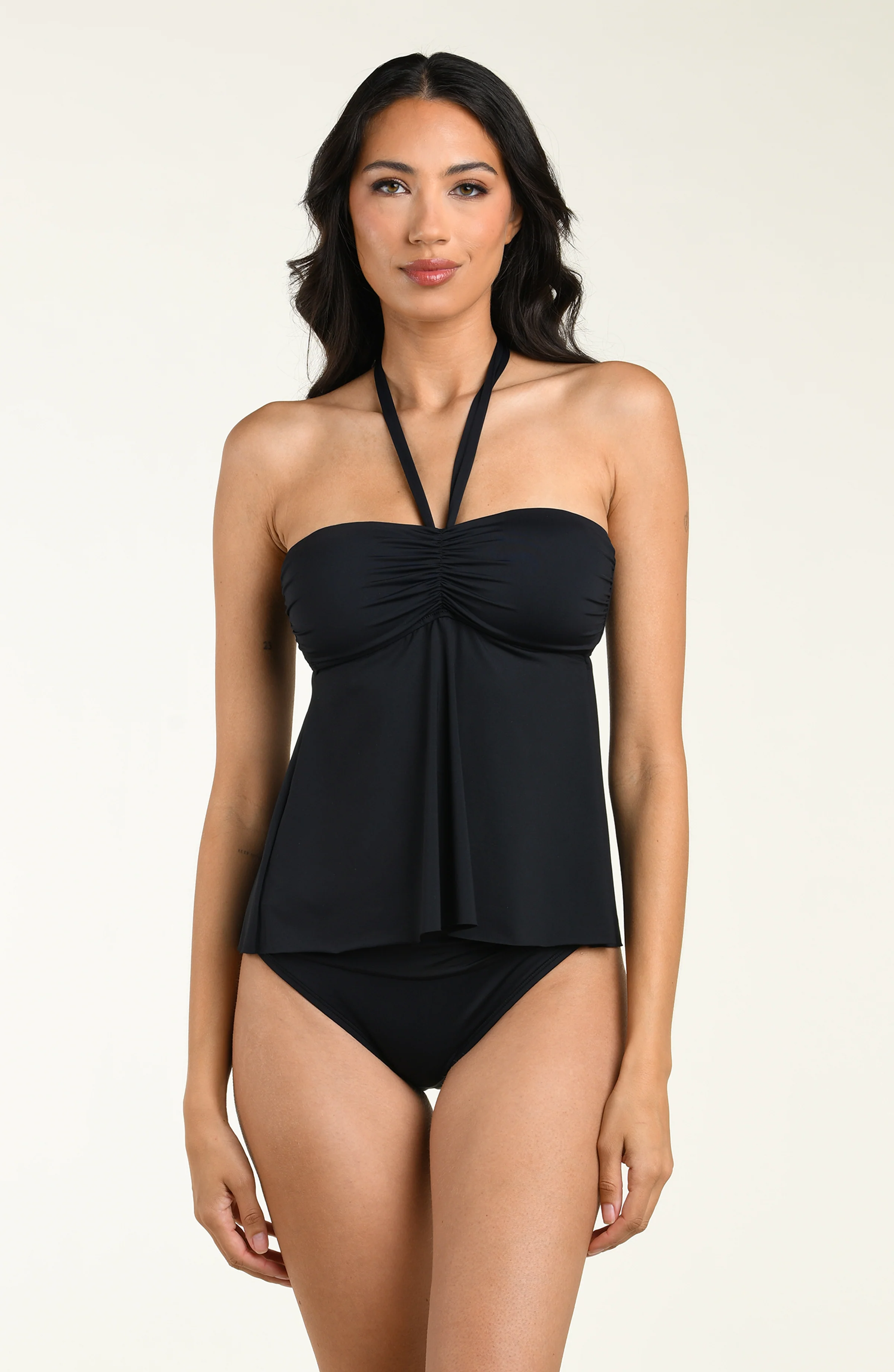 Island Goddess Bandeau Tankini Top - Black - Image 2