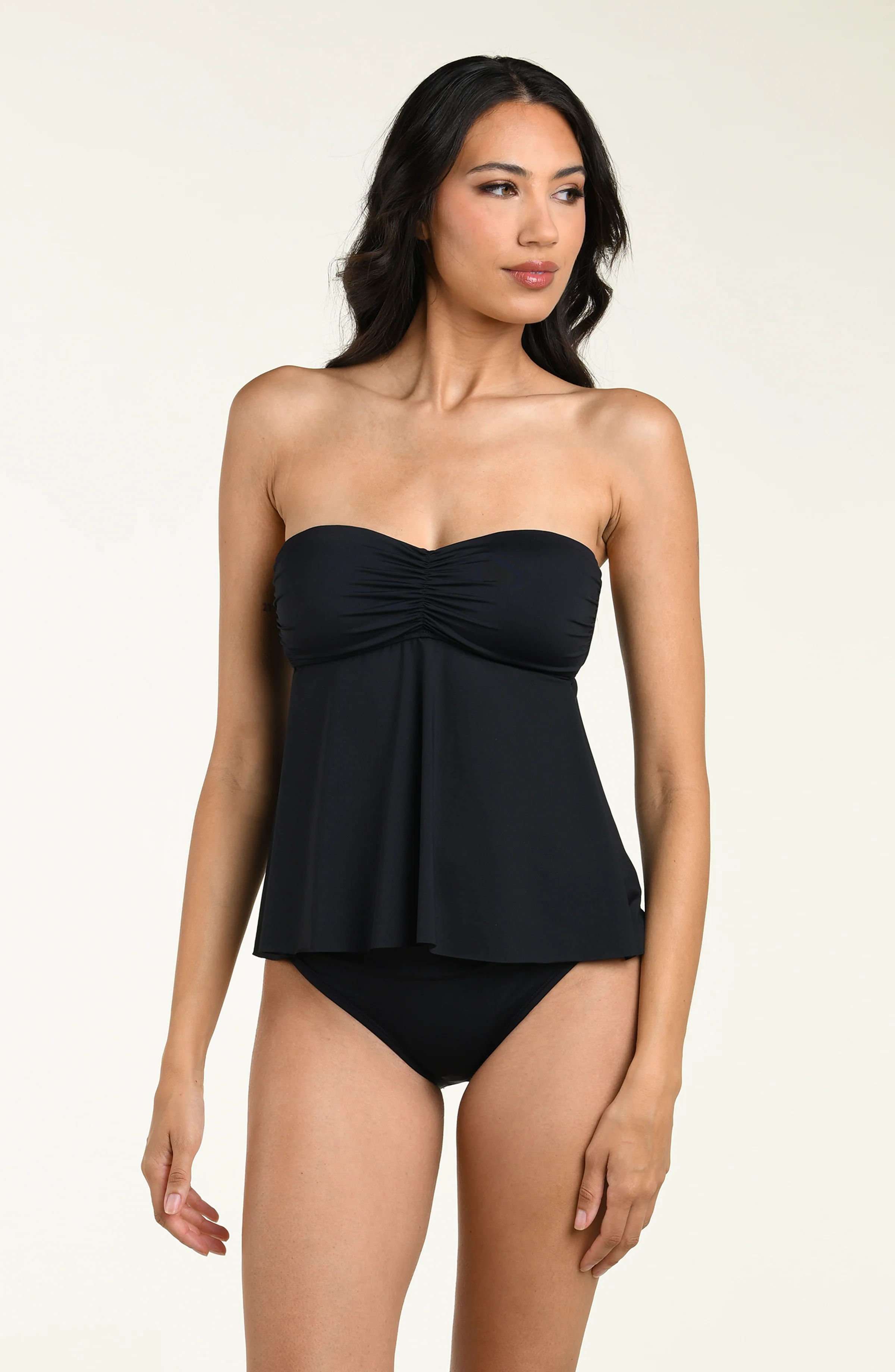 Island Goddess Bandeau Tankini Top - Black - Image 6
