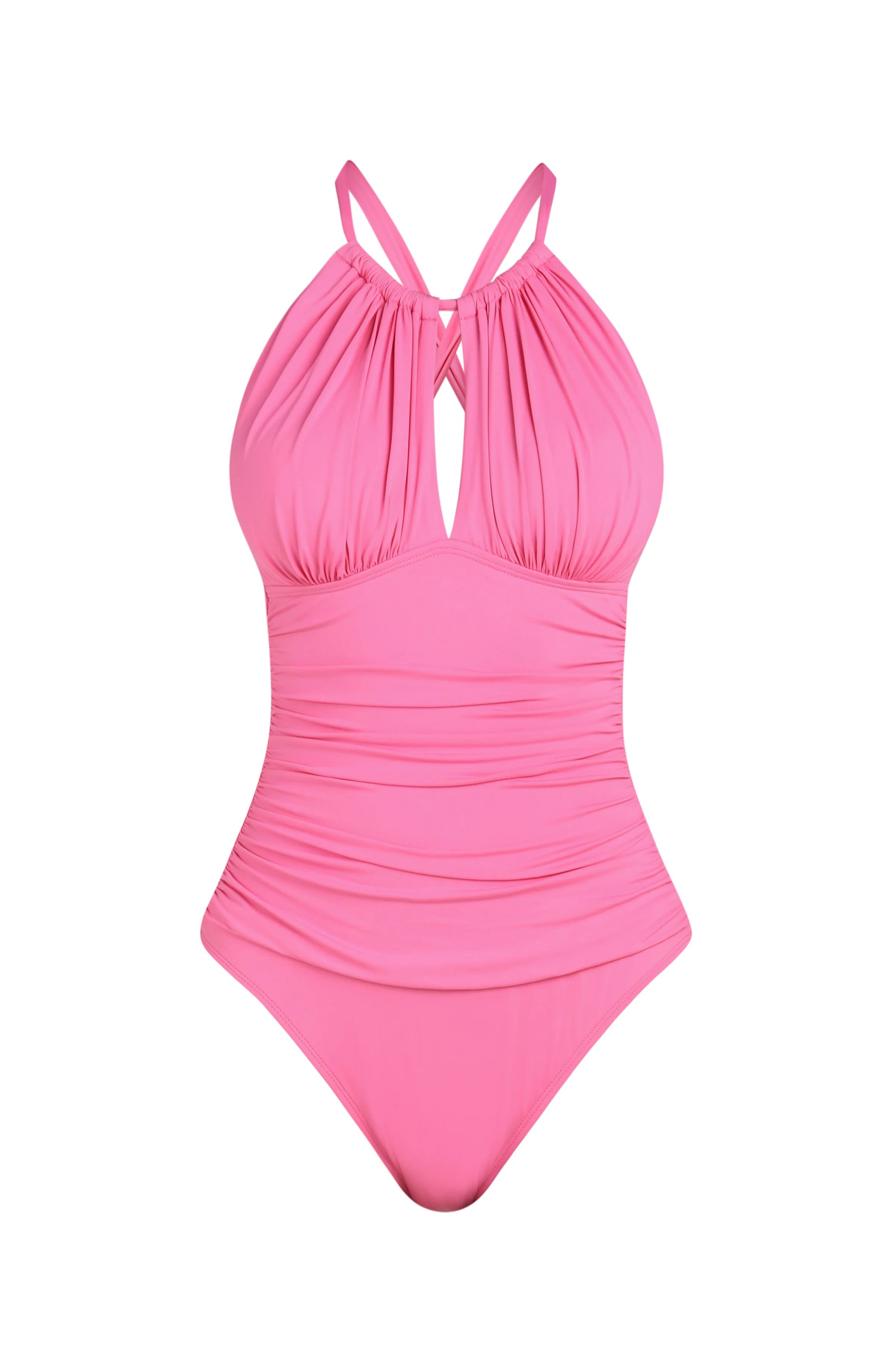 Island Goddess High Neck Keyhole One Piece - Rose Pink - Image 6