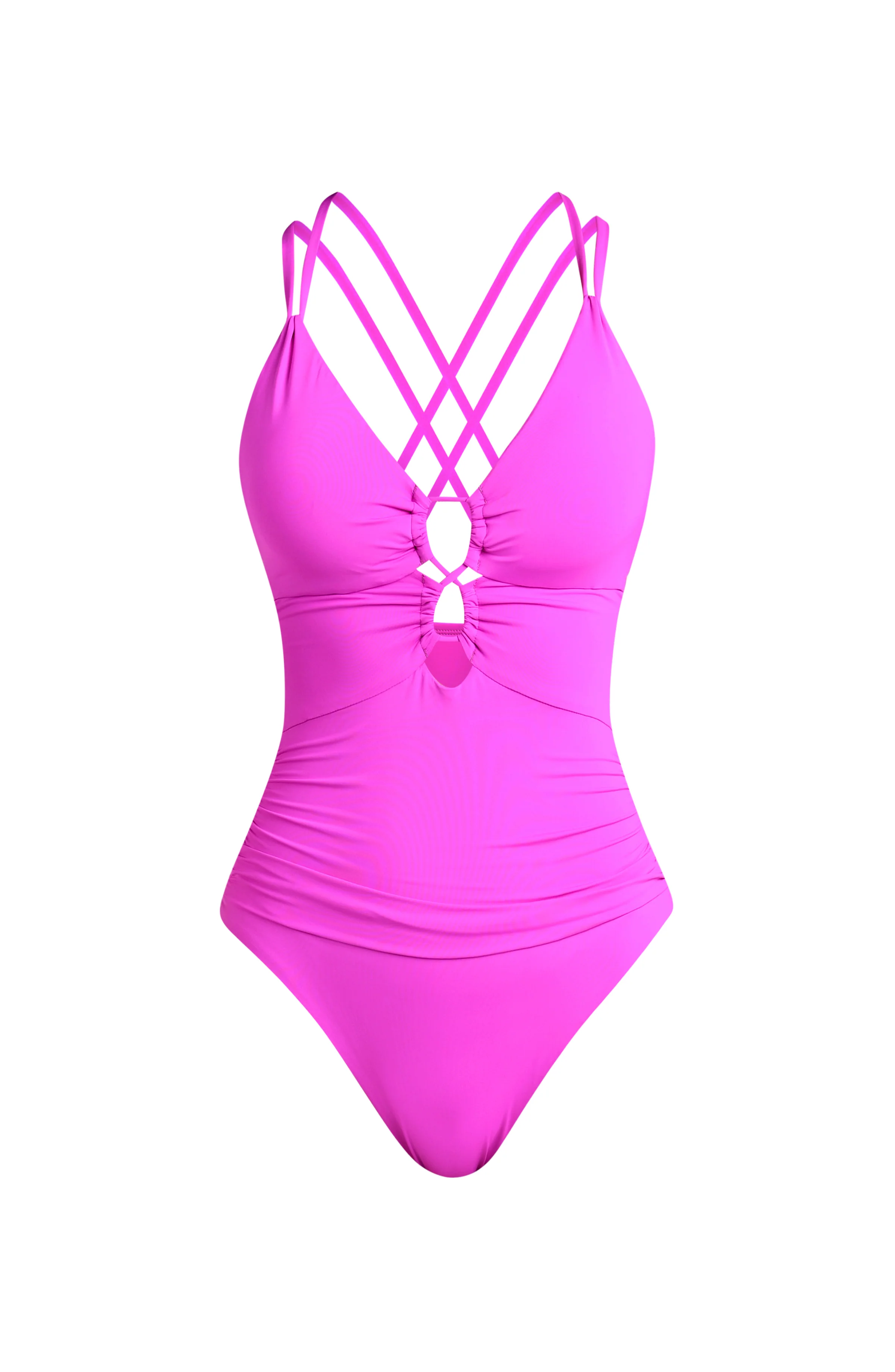 Island Goddess Underwire Lace Up One Piece - Violet - Image 3