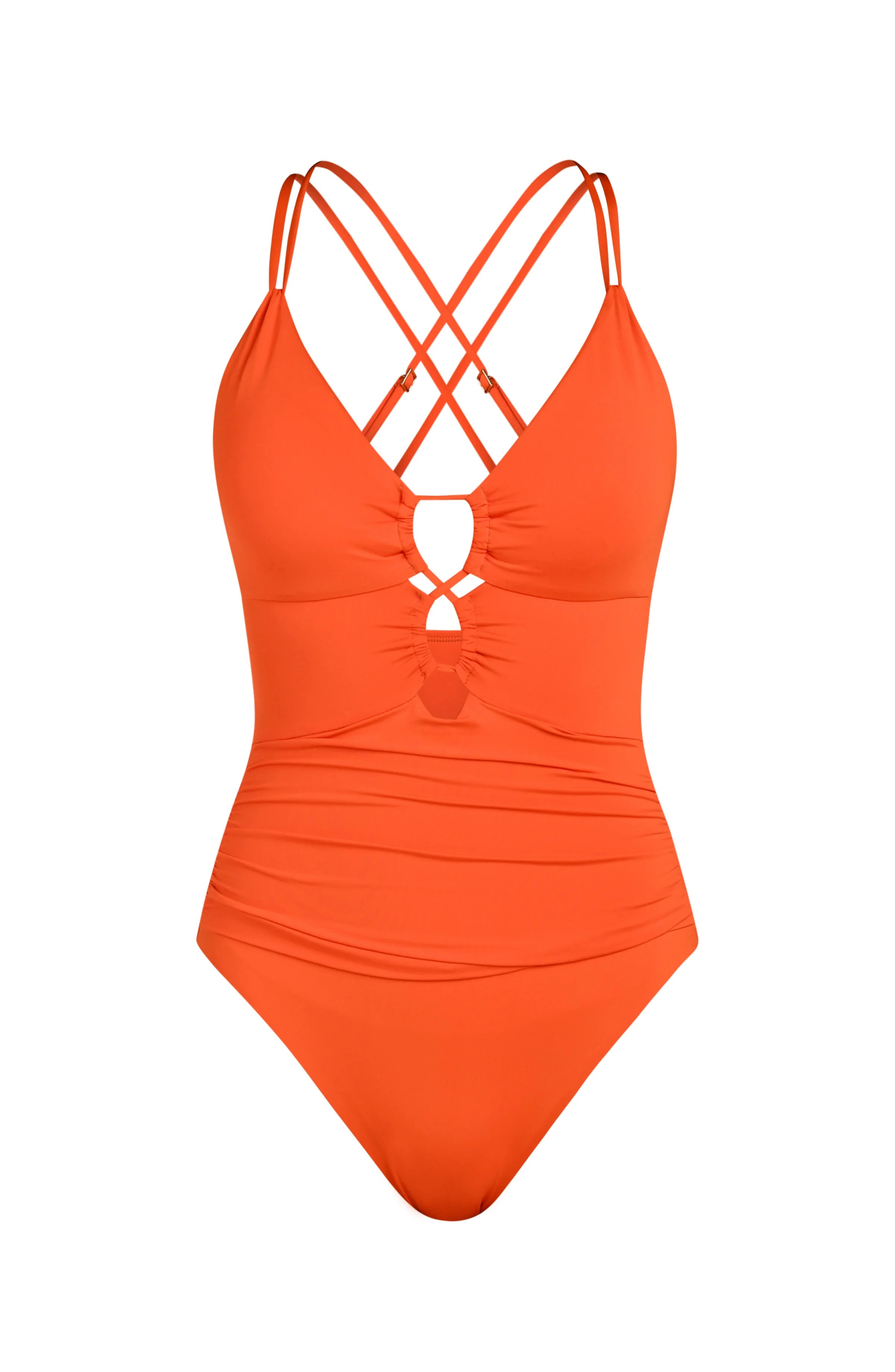 Island Goddess Underwire Lace Up One Piece - Tangelo - Image 3