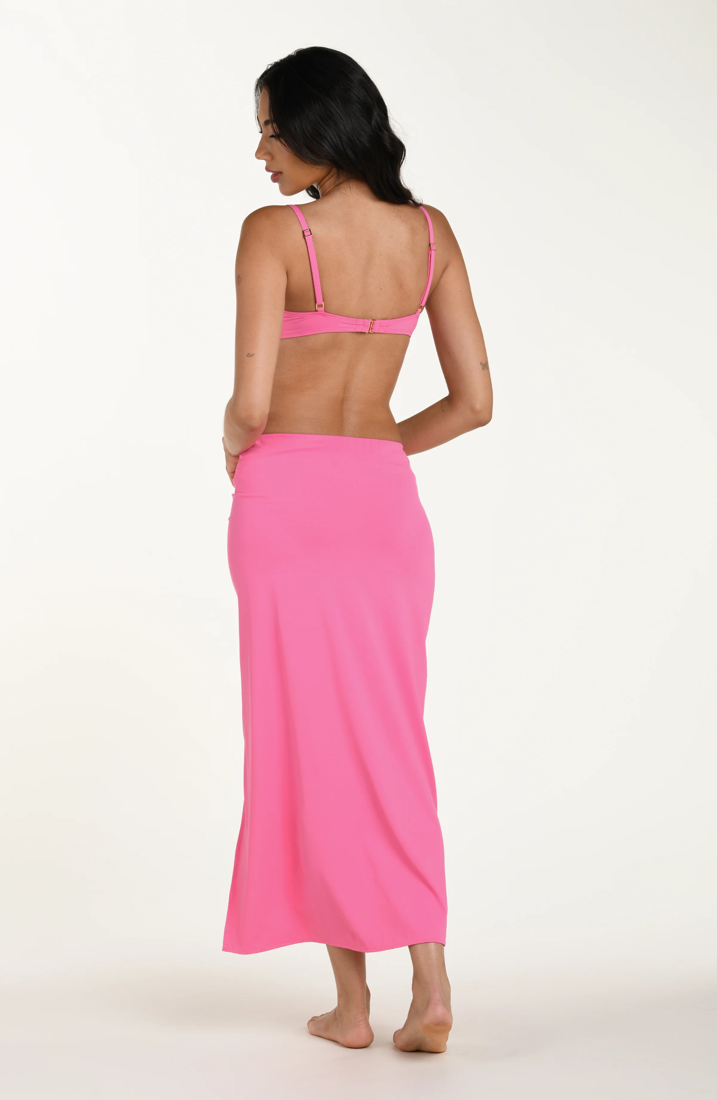 Island Goddess Ruched Midi Skirt - Rose Pink - Image 6