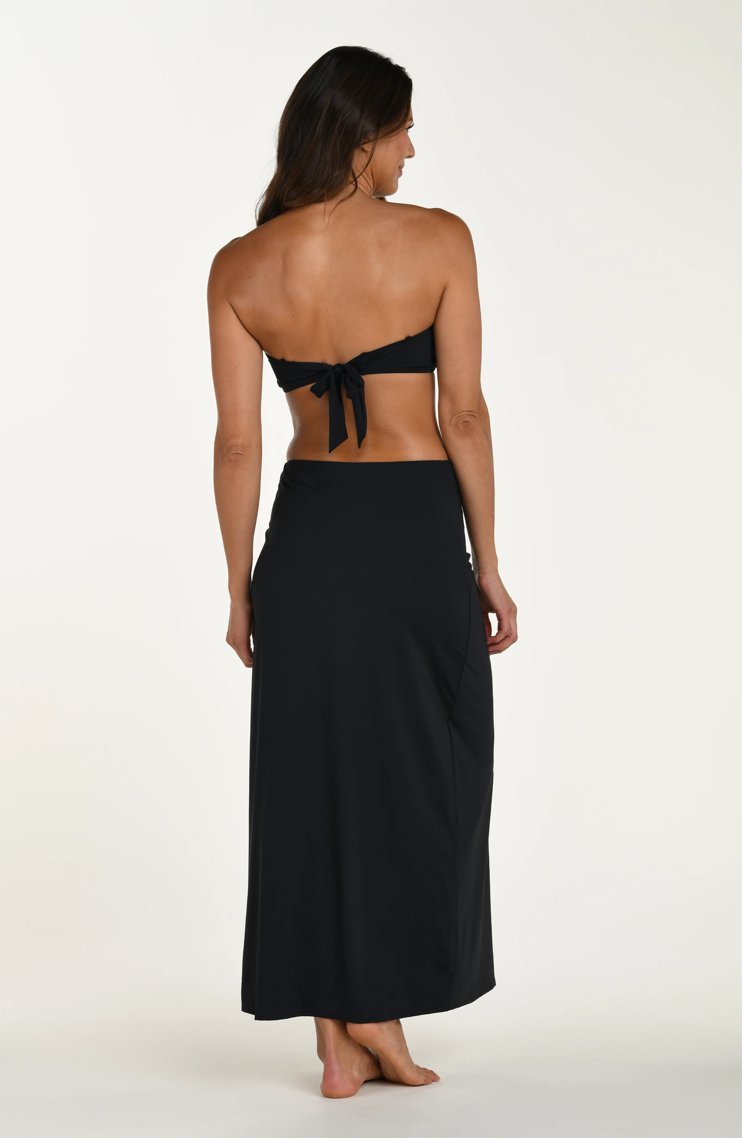 Island Goddess Ruched Midi Skirt - Black - Image 5