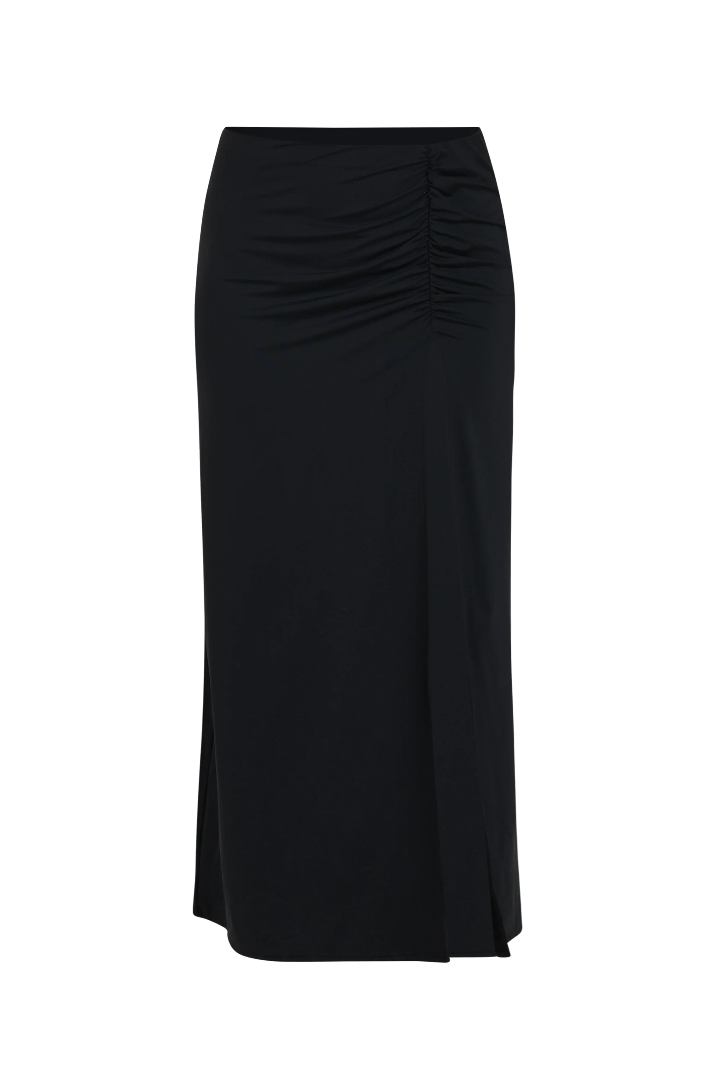 Island Goddess Ruched Midi Skirt - Black - Image 7