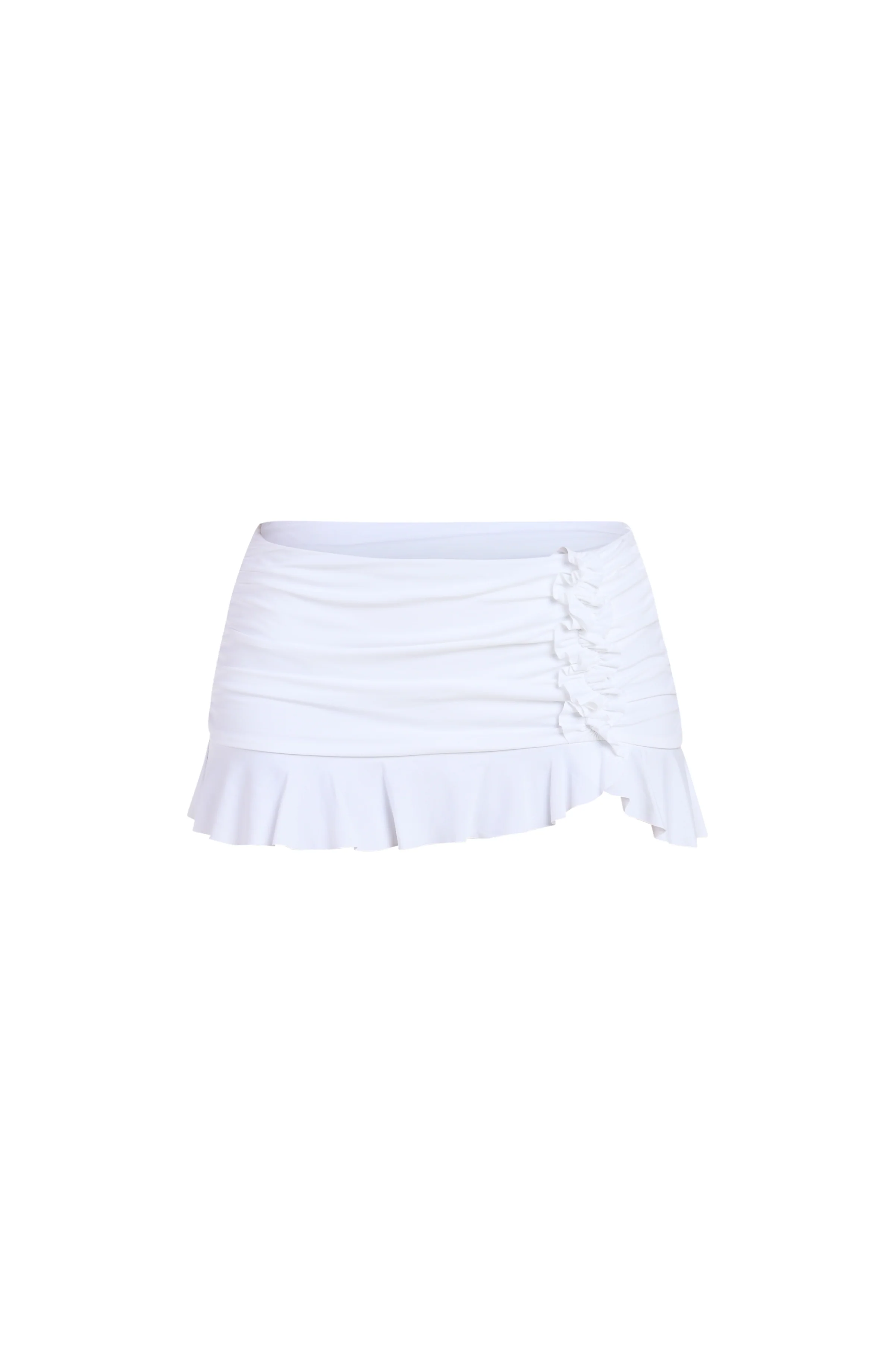 Island Goddess Asymmetrical Ruffle Skirted Bottom - White - Image 6