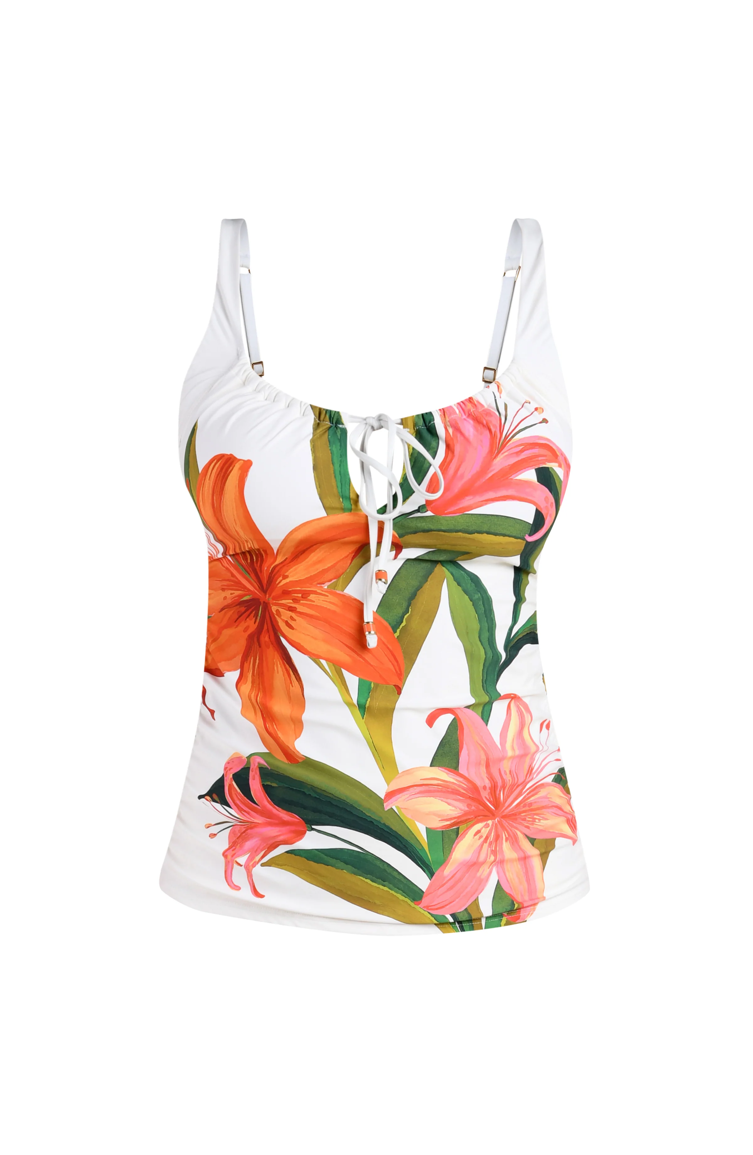 Jungle Blossoms Over the Shoulder Tankini Top - Multi - Image 4