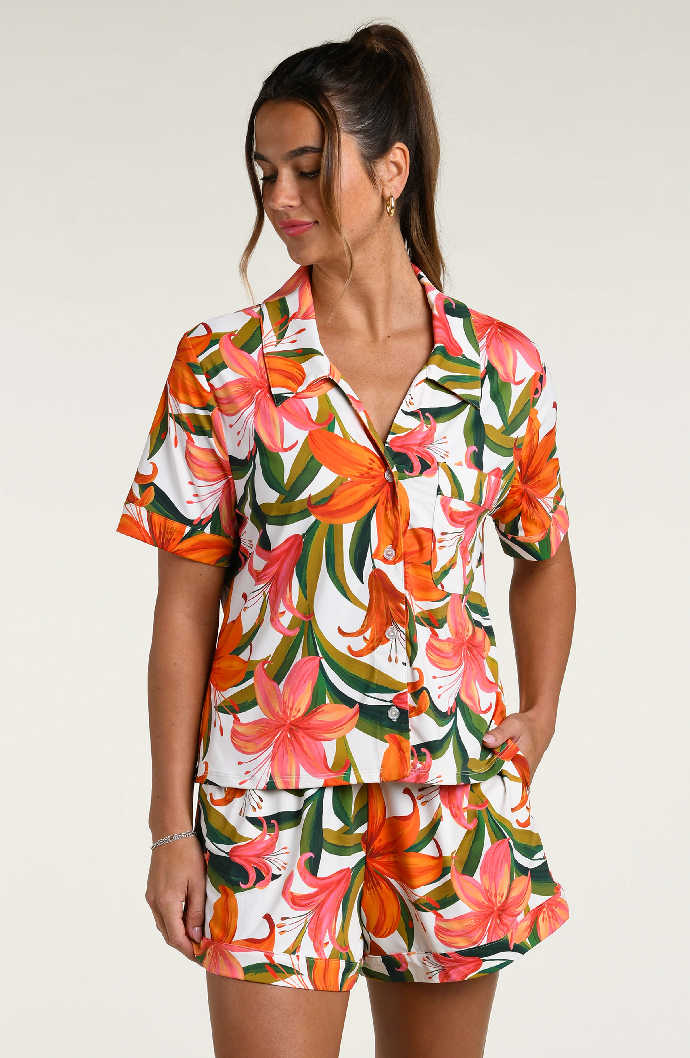 Jungle Blossoms Short Pajama Set - Multi - Image 3