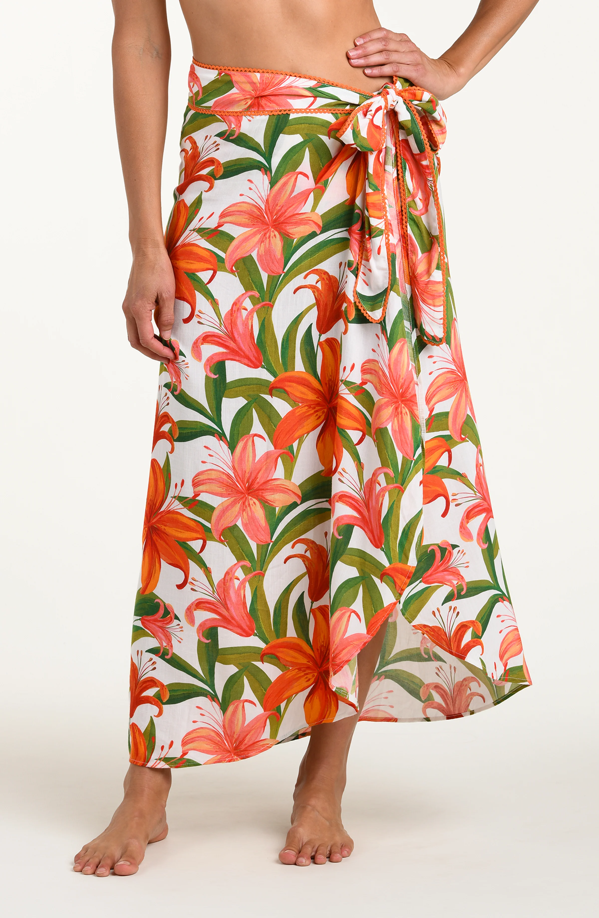 Jungle Blossoms Hem Sarong Wrap Skirt - Image 4