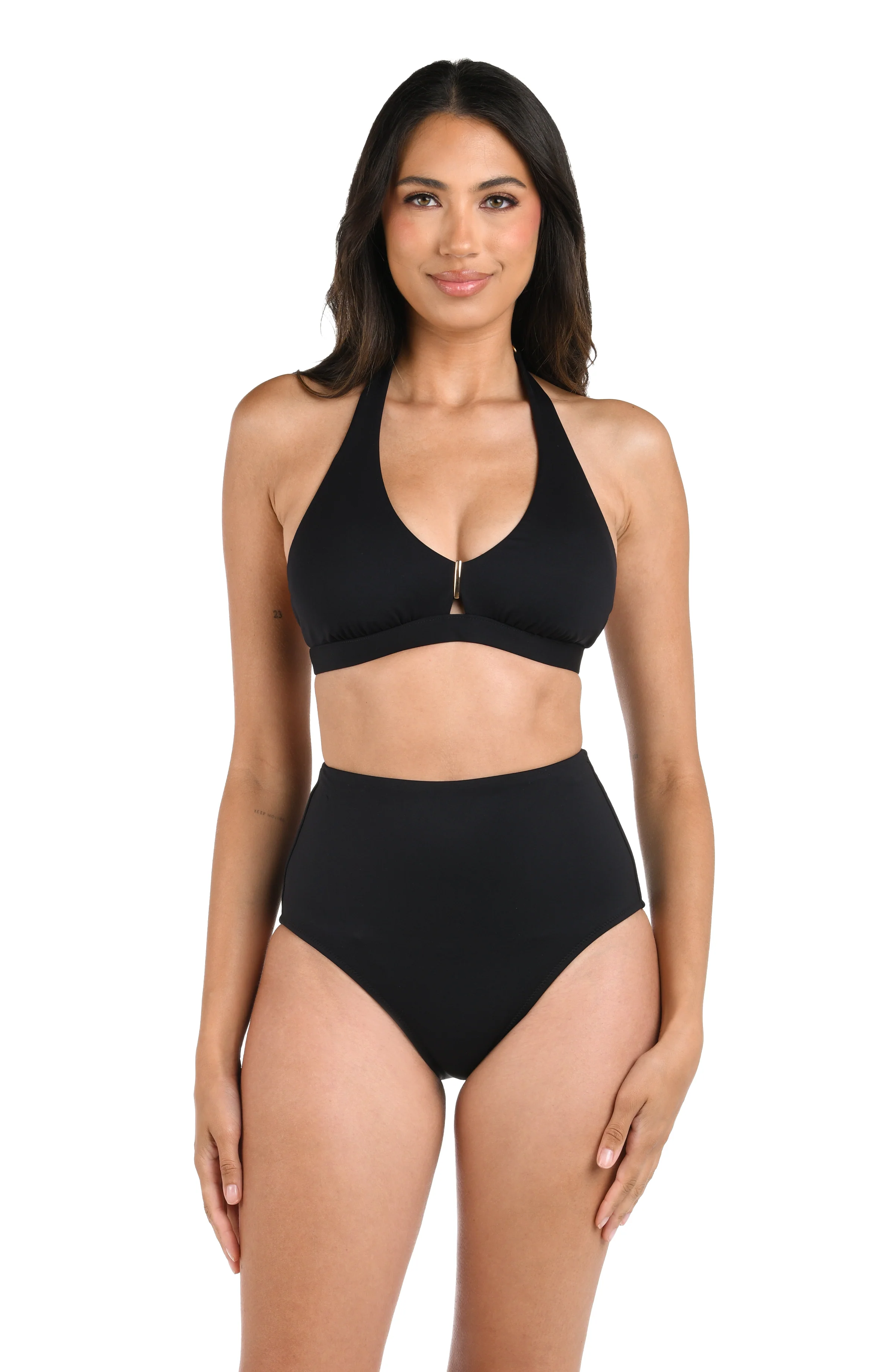 LB Luxe Banded Halter Top - Black