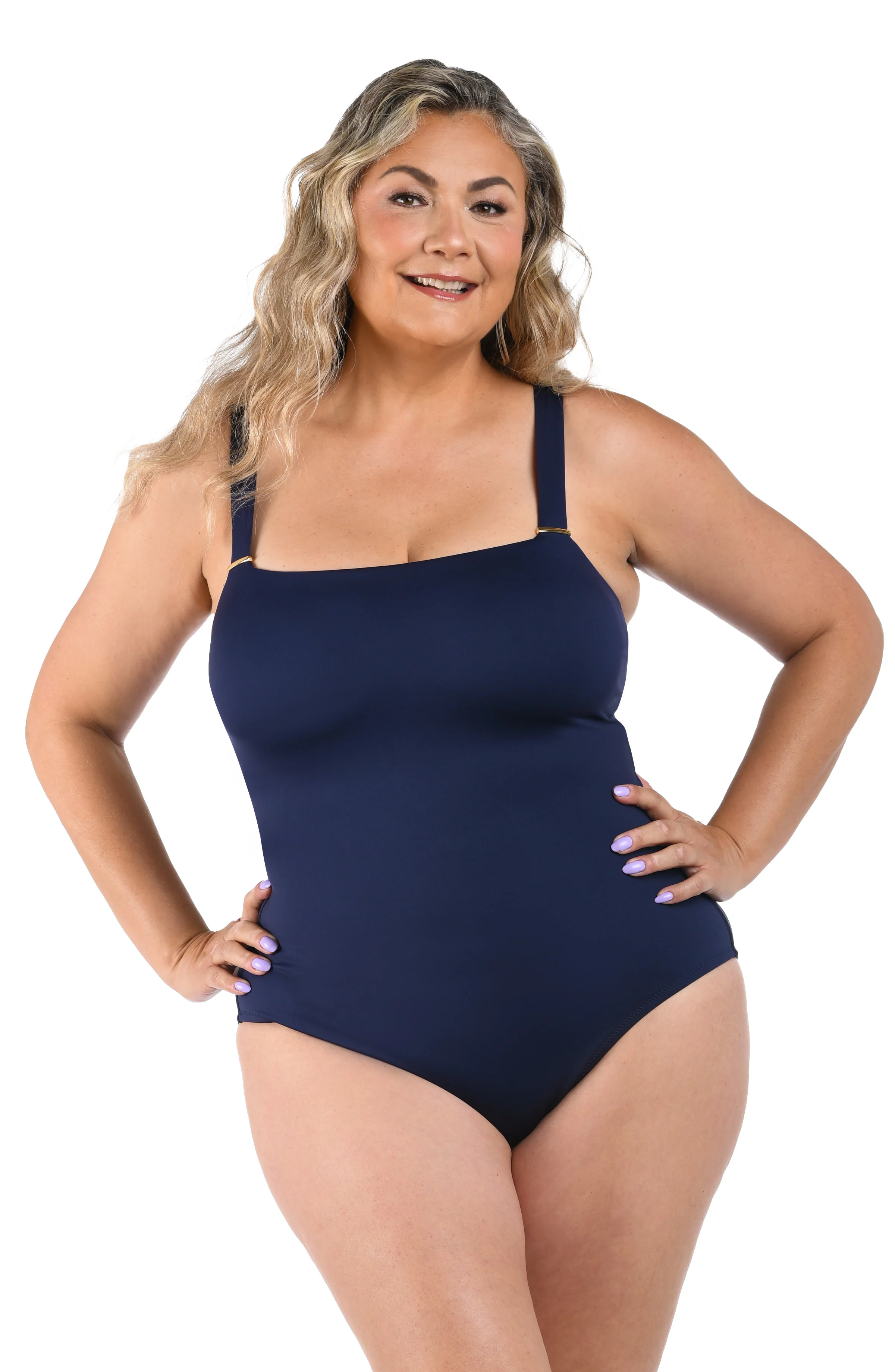 LB Luxe Over The Shoulder One Piece - Indigo - Image 3