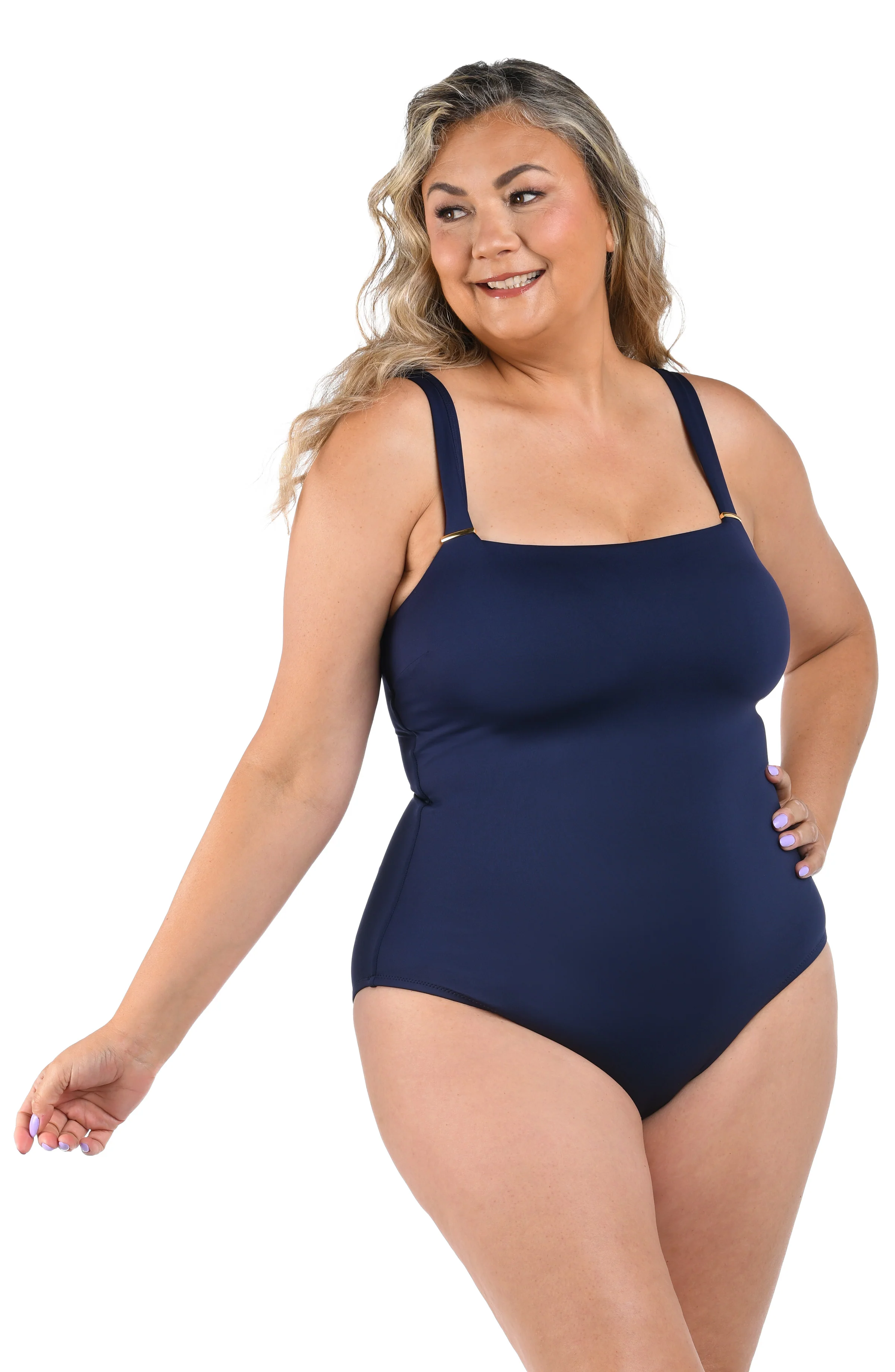 LB Luxe Over The Shoulder One Piece - Indigo - Image 5