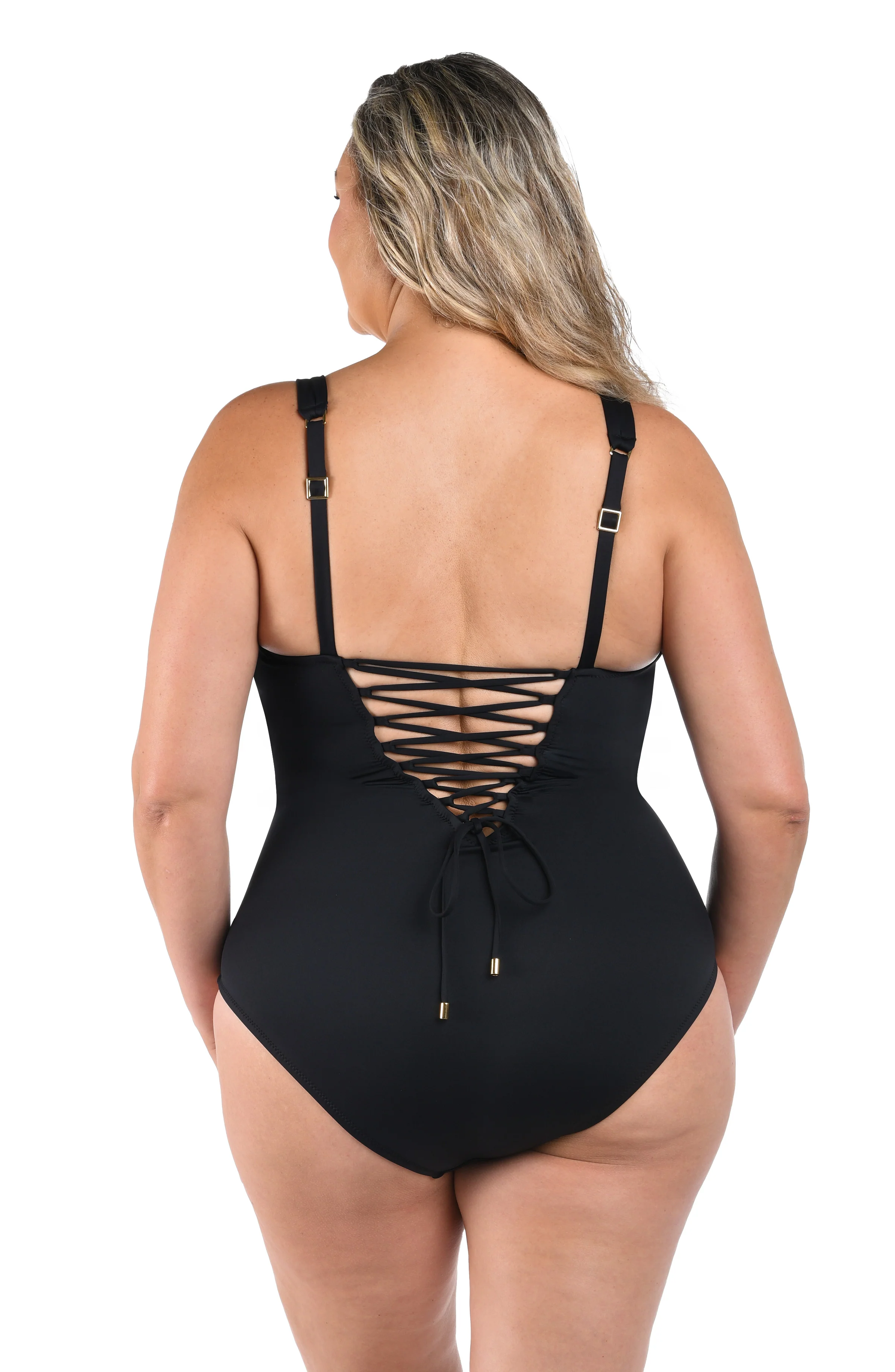 LB Luxe Over The Shoulder One Piece - Black - Image 4