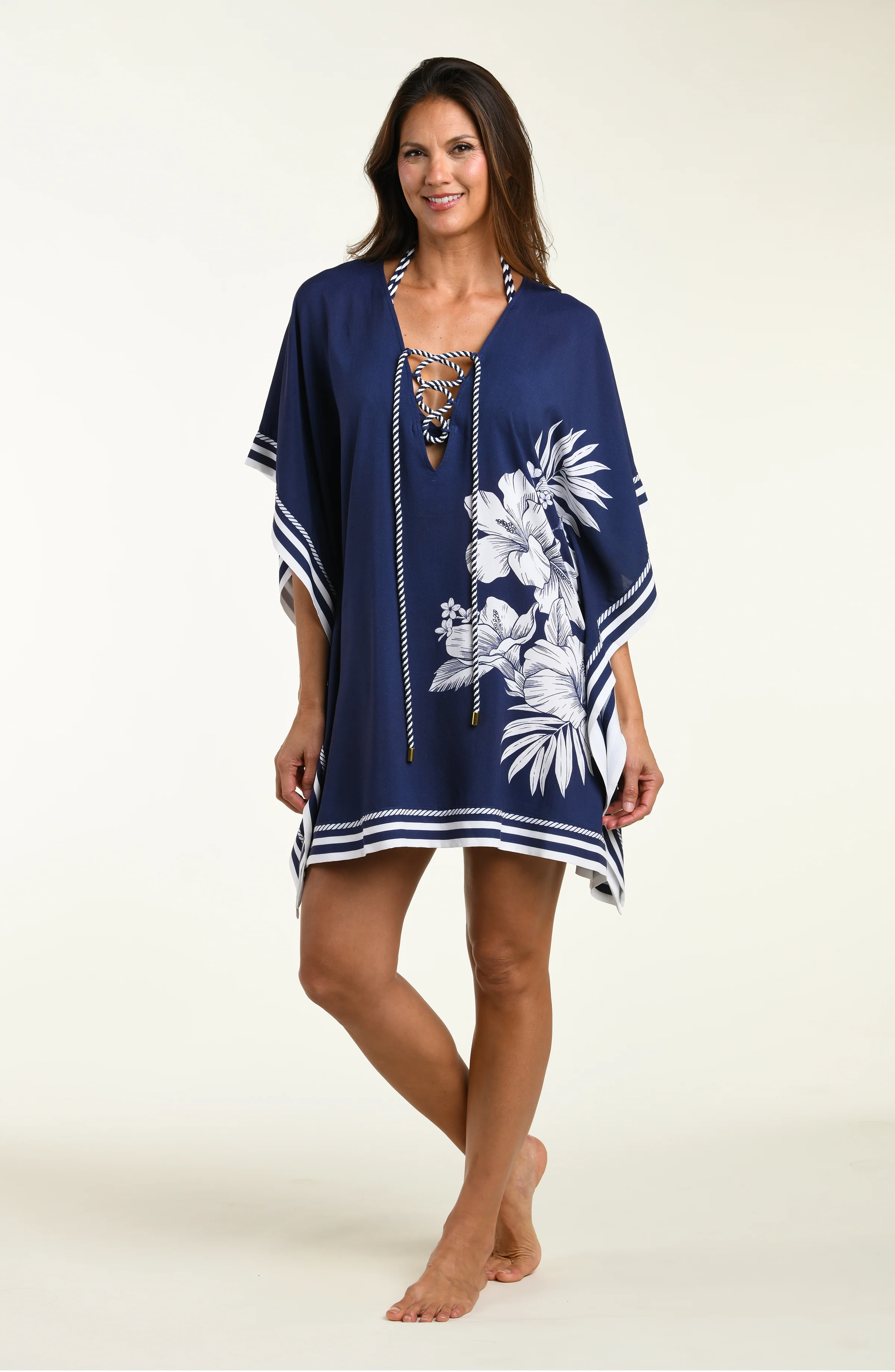 Mariner Blooms V-Neck Tunic - Indigo - Image 5