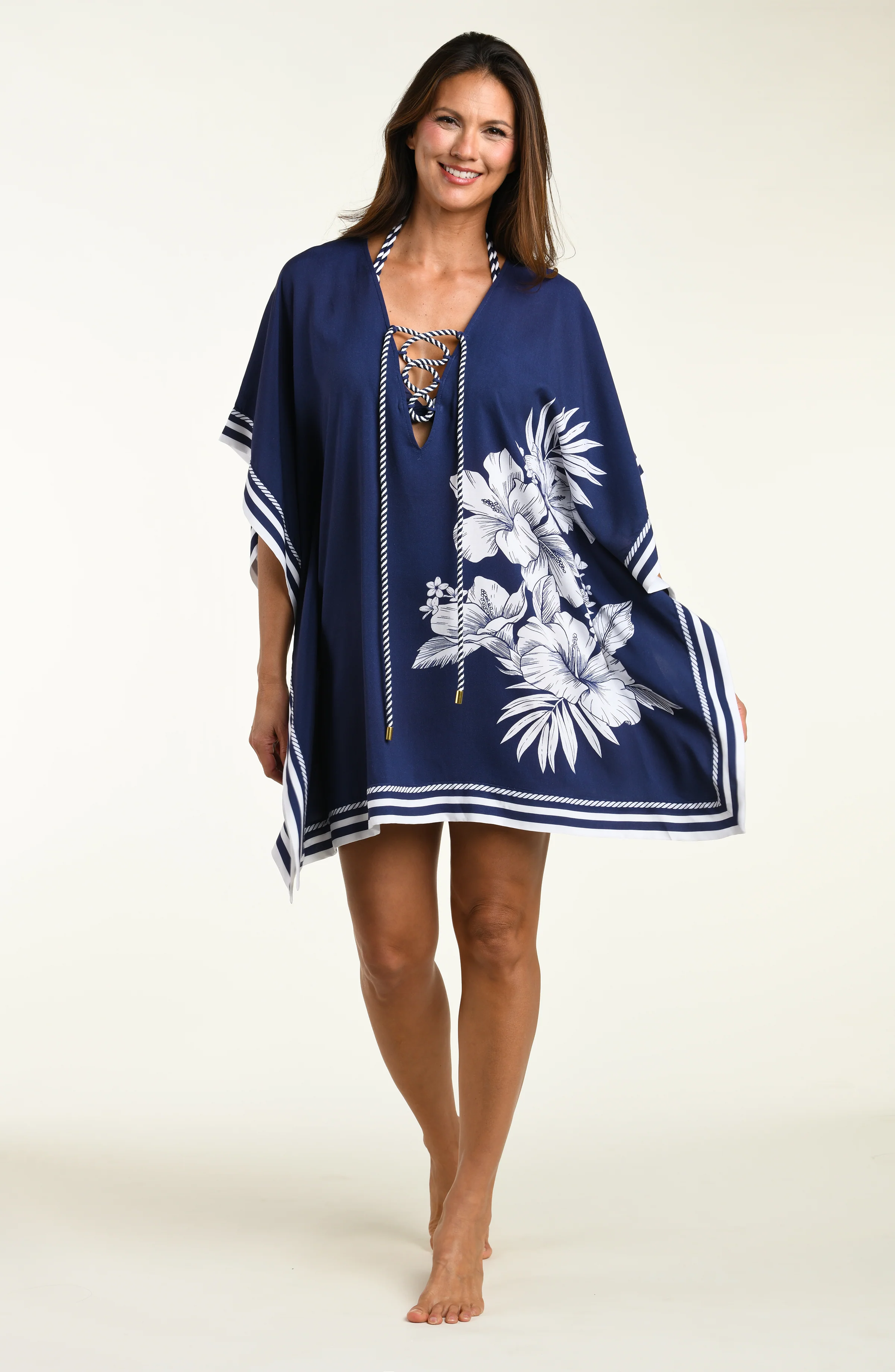Mariner Blooms V-Neck Tunic - Indigo - Image 7
