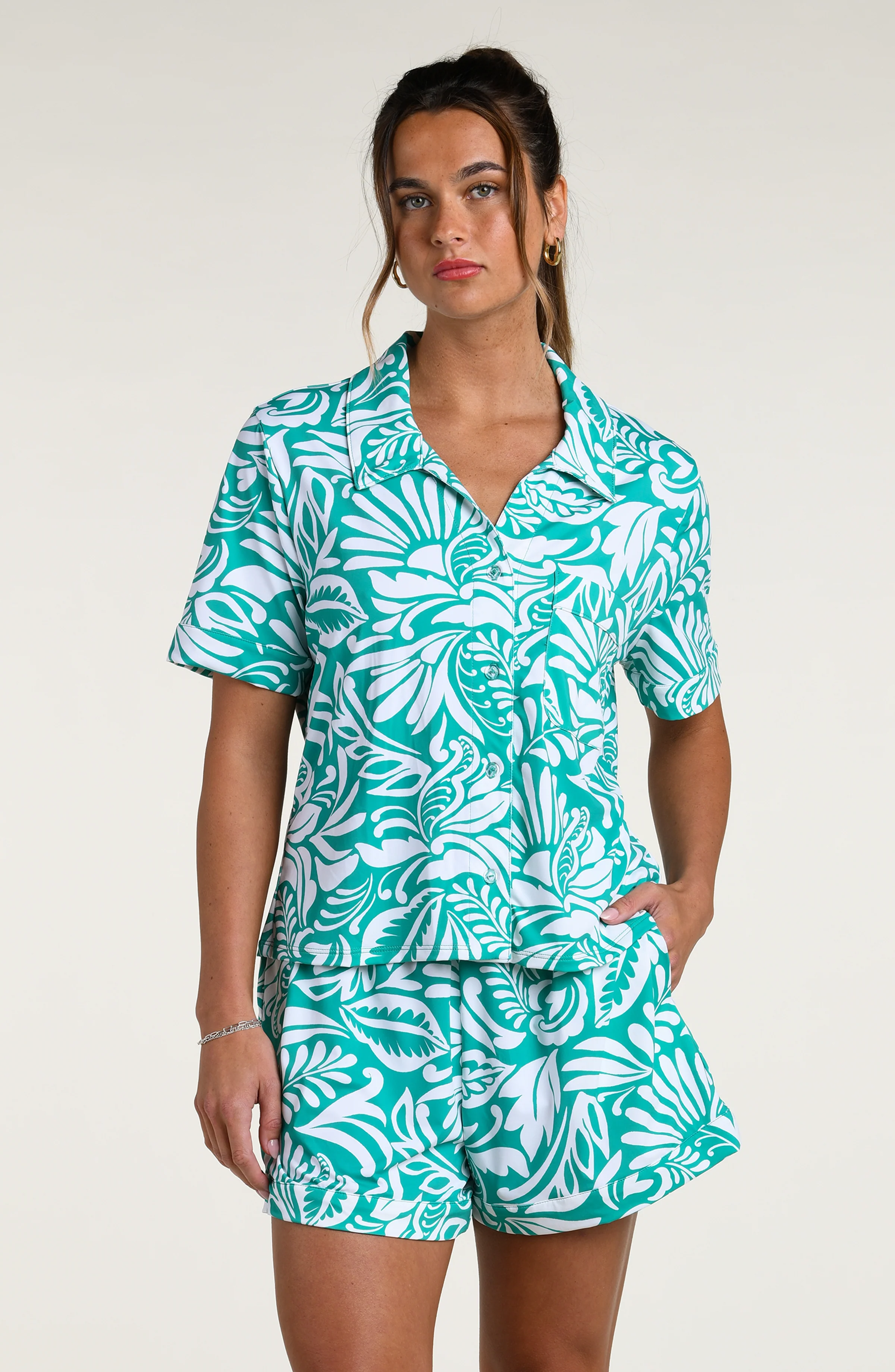 Ornate Emeraldine Short Pajama Set - Emerald - Image 3