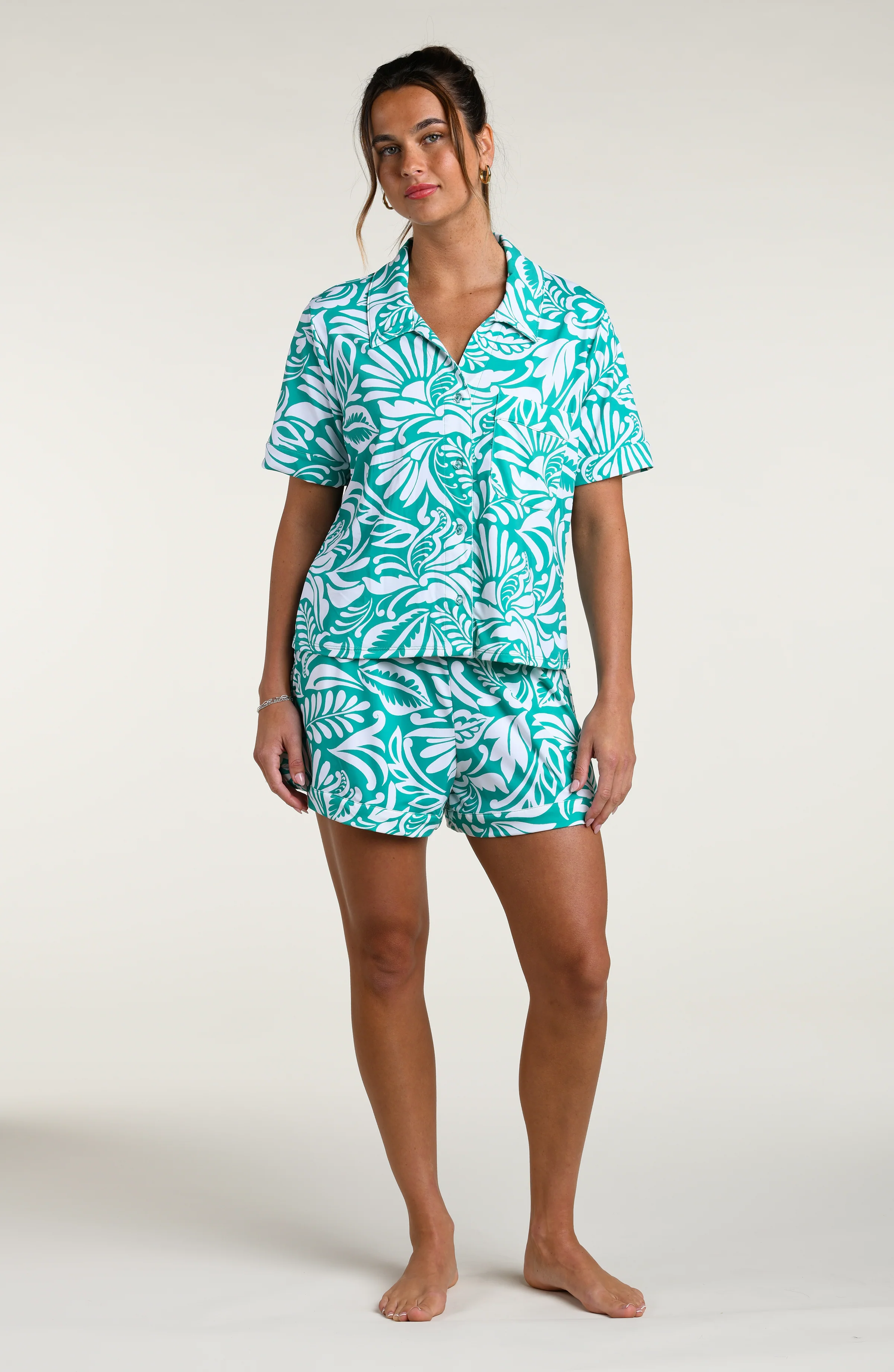 Ornate Emeraldine Short Pajama Set - Emerald - Image 4