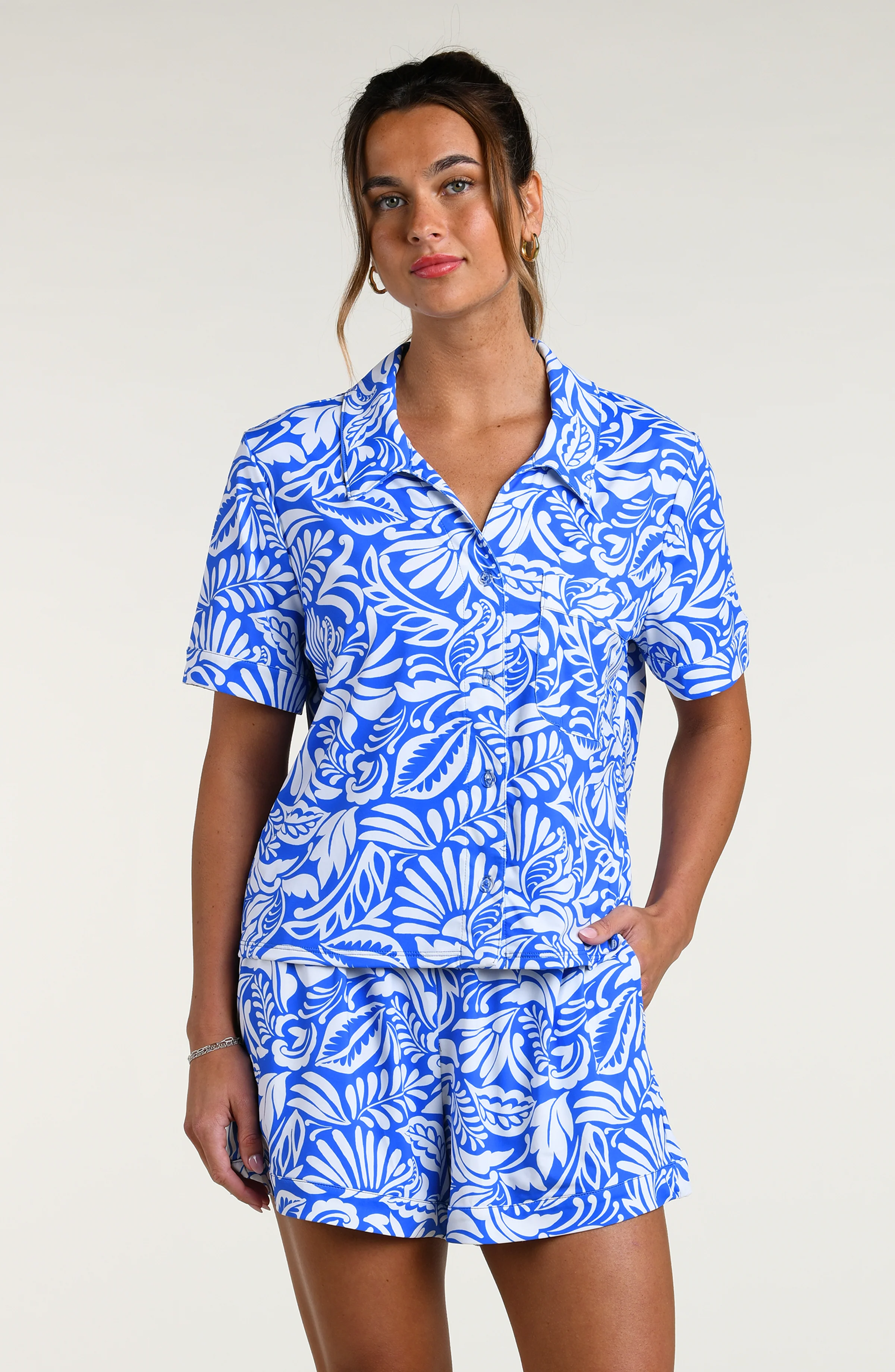 Ornate Emeraldine Short Pajama Set - Periwinkle - Image 3