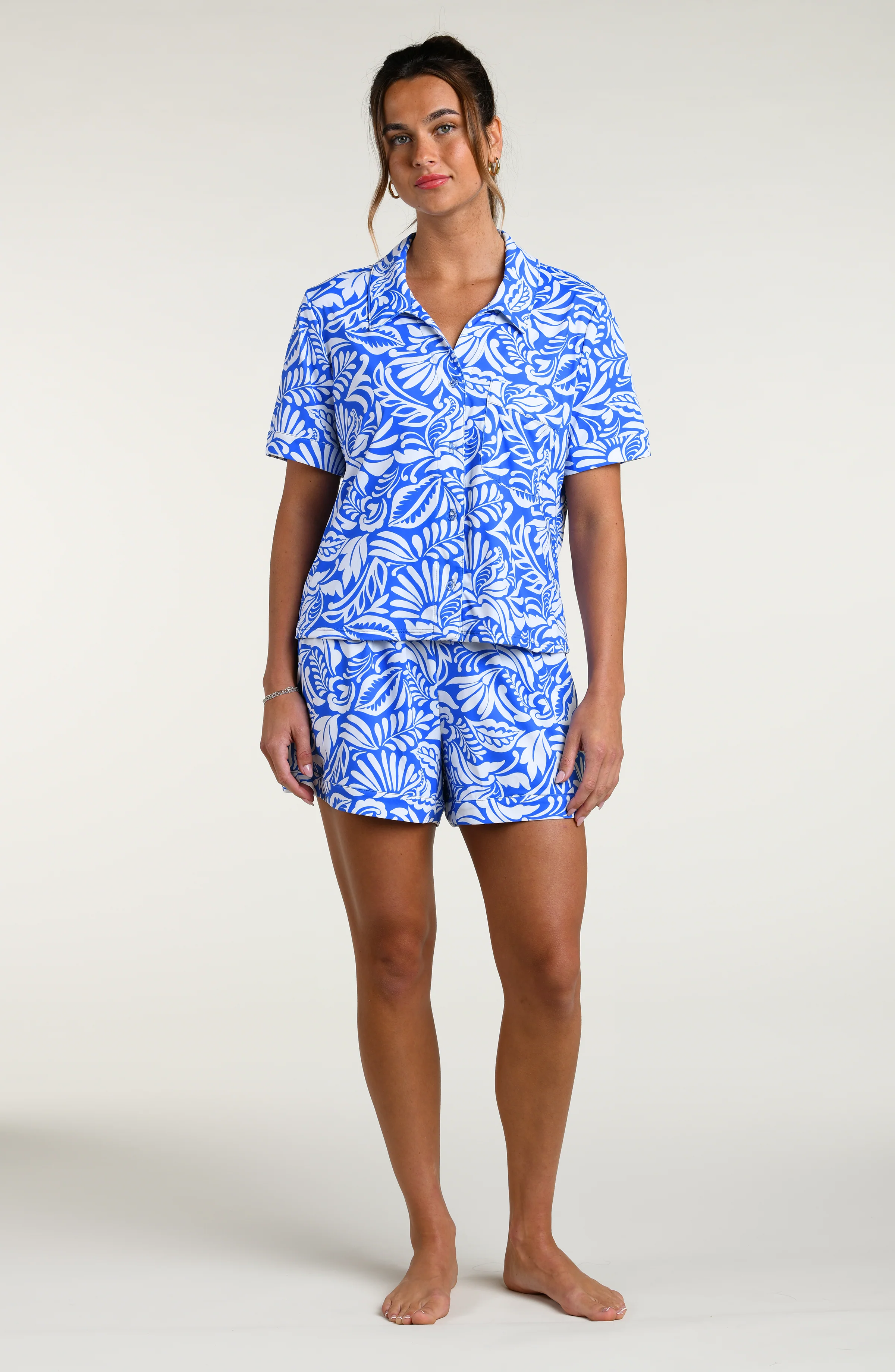 Ornate Emeraldine Short Pajama Set - Periwinkle - Image 4