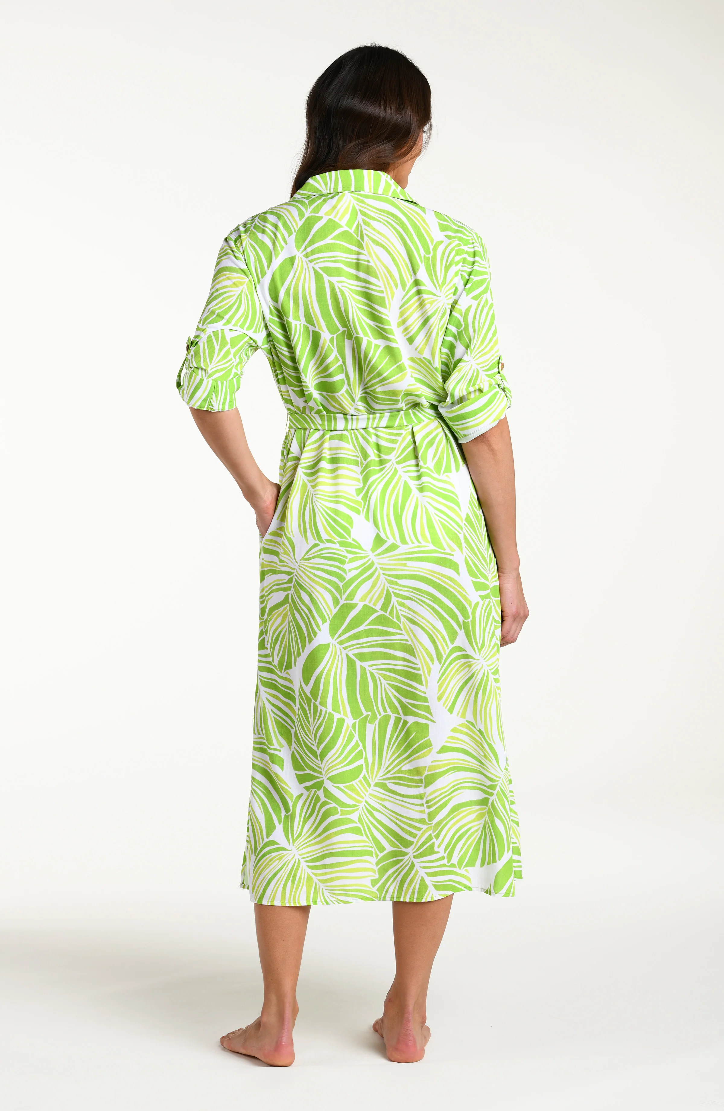 Serene Palm Button Up Shirt Dress - Image 2