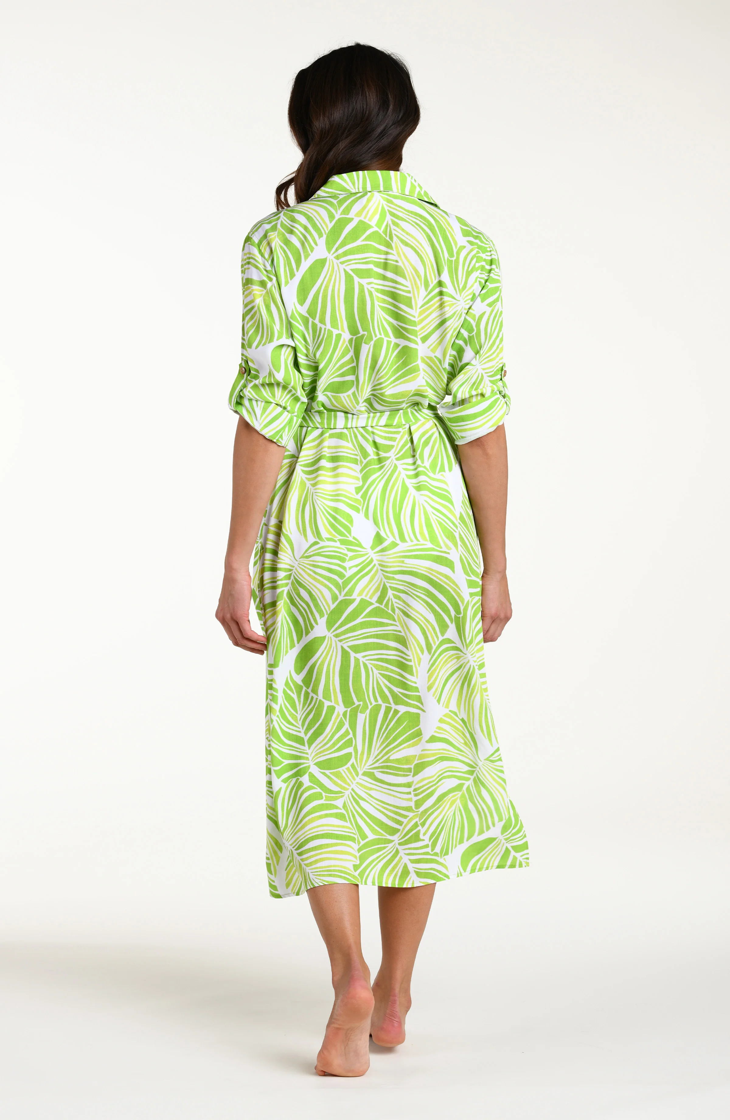 Serene Palm Button Up Shirt Dress - Image 5