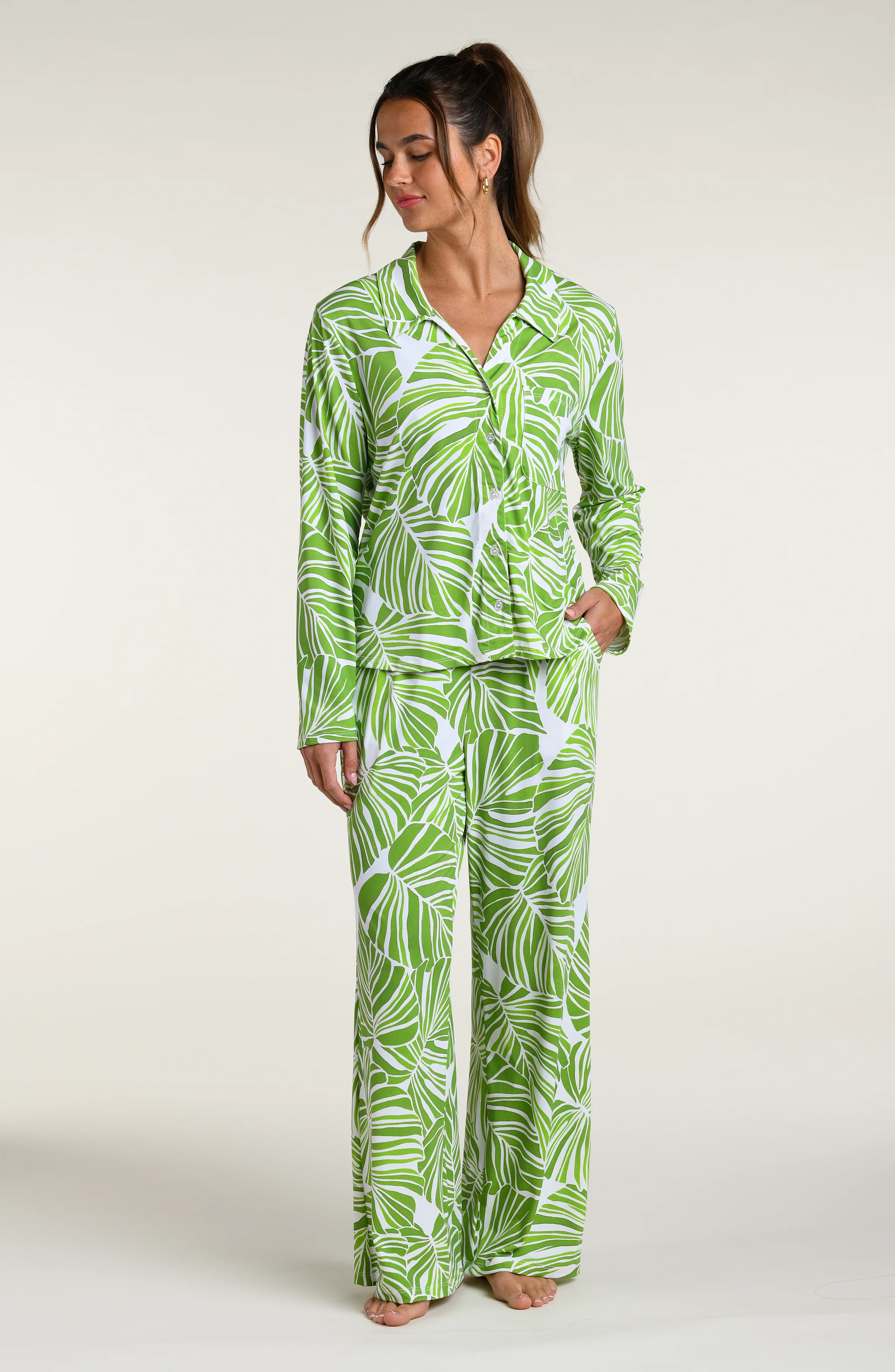 Serene Palm Pant Pajama Set - Image 4