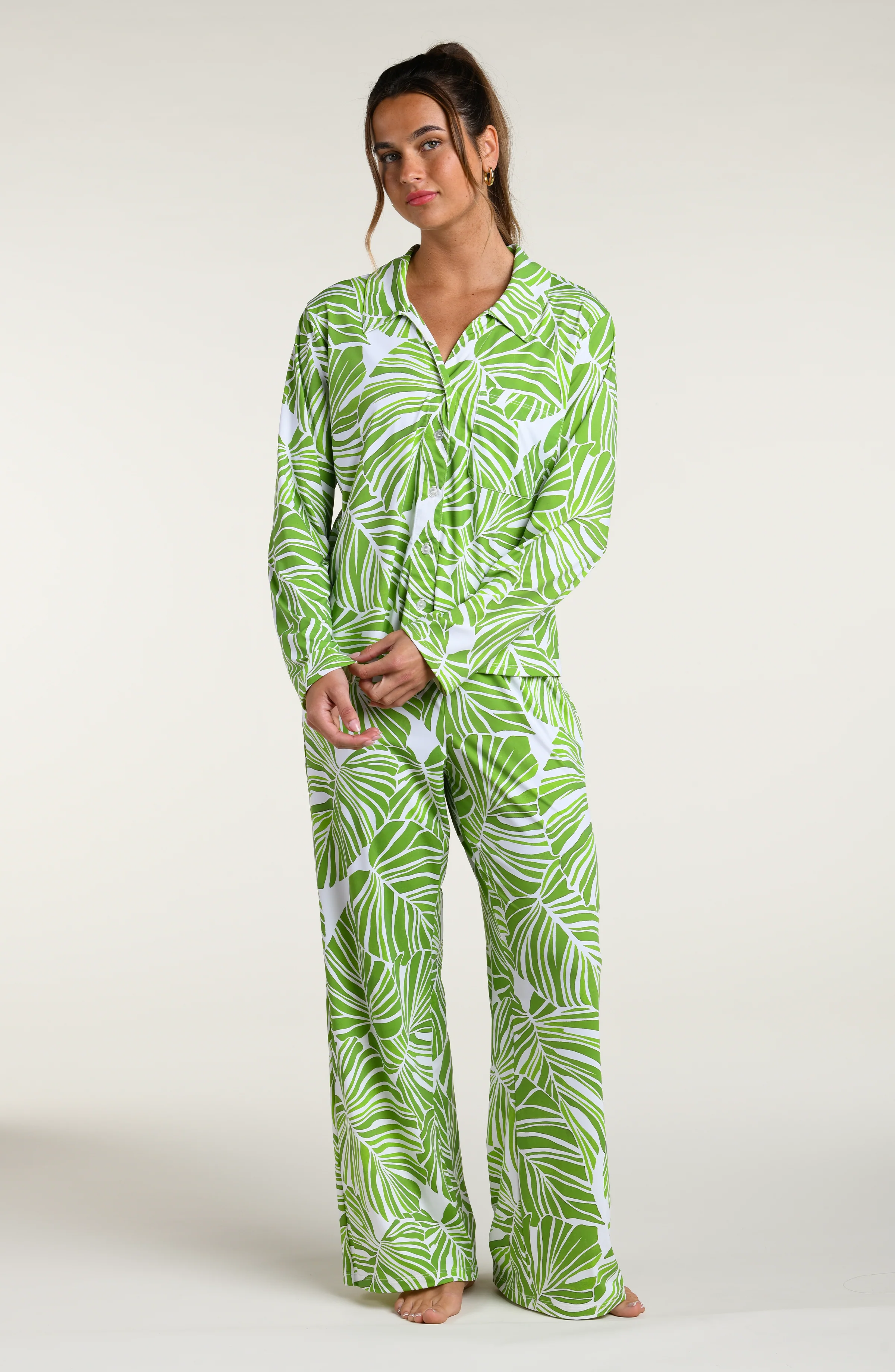 Serene Palm Pant Pajama Set - Image 6