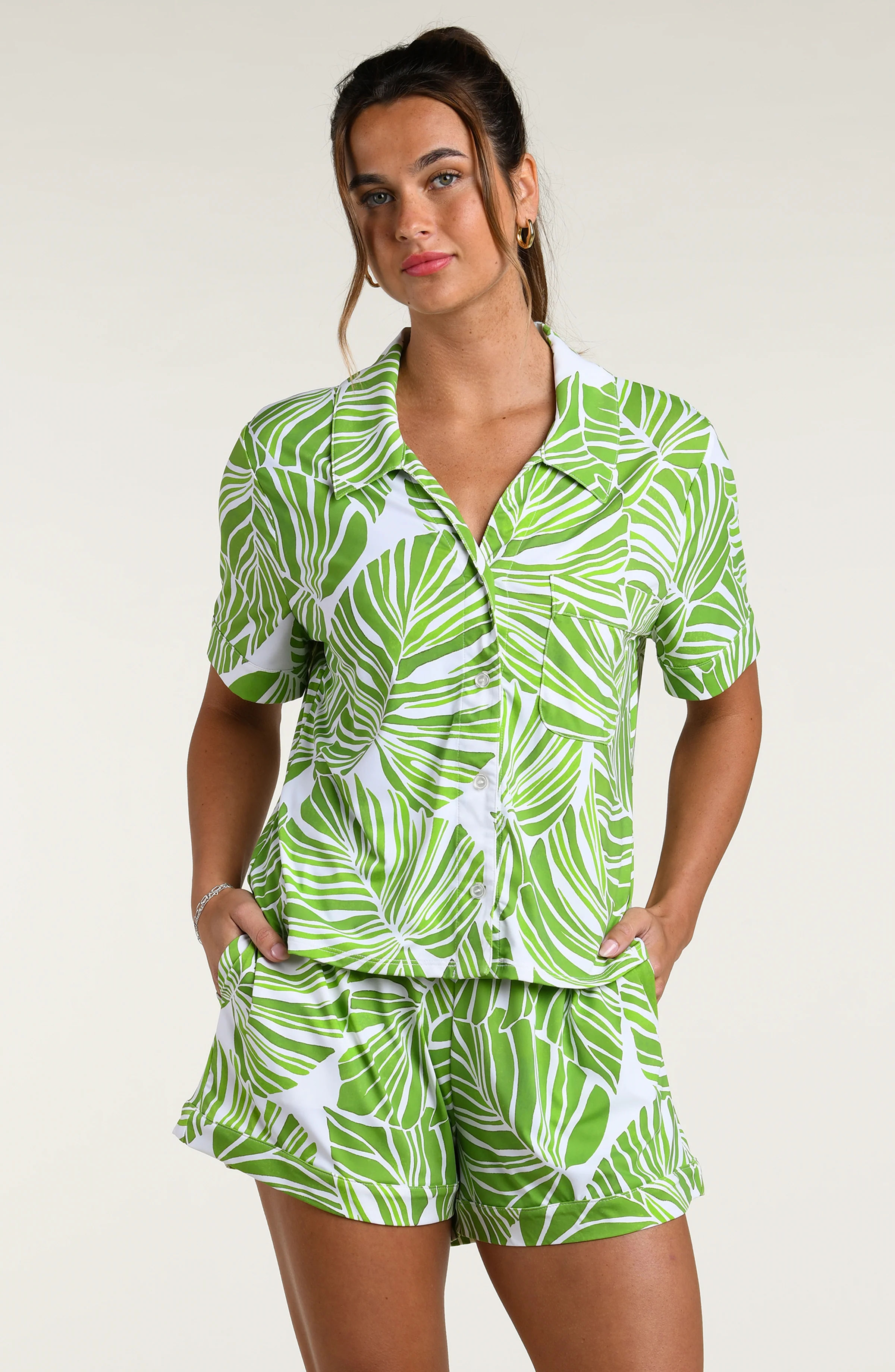 Serene Palm Short Pajama Set - Image 3