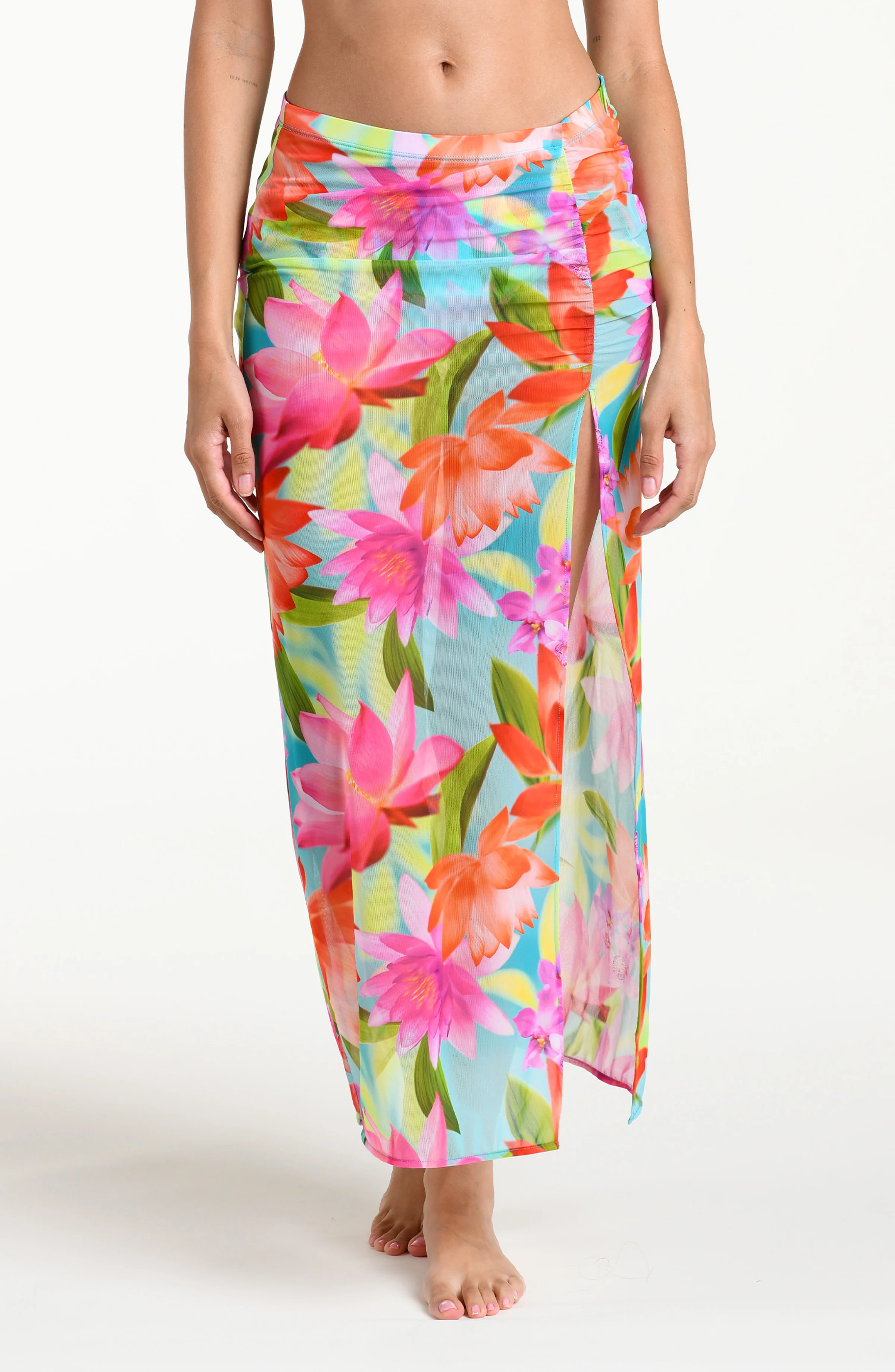 Sunset Botanica Ruched Midi Skirt