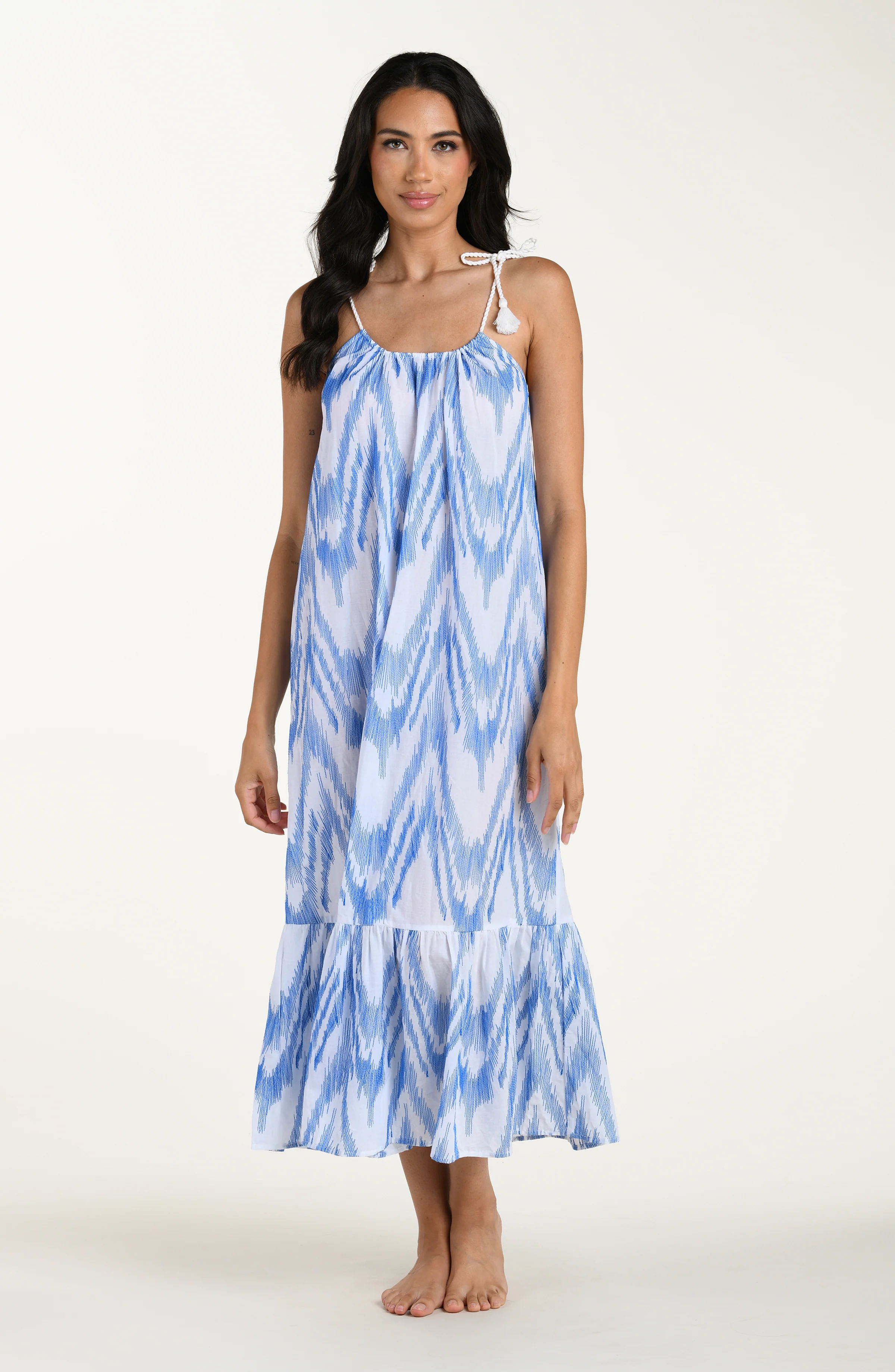 Tidal Wave Over the Shoulder Maxi Dress