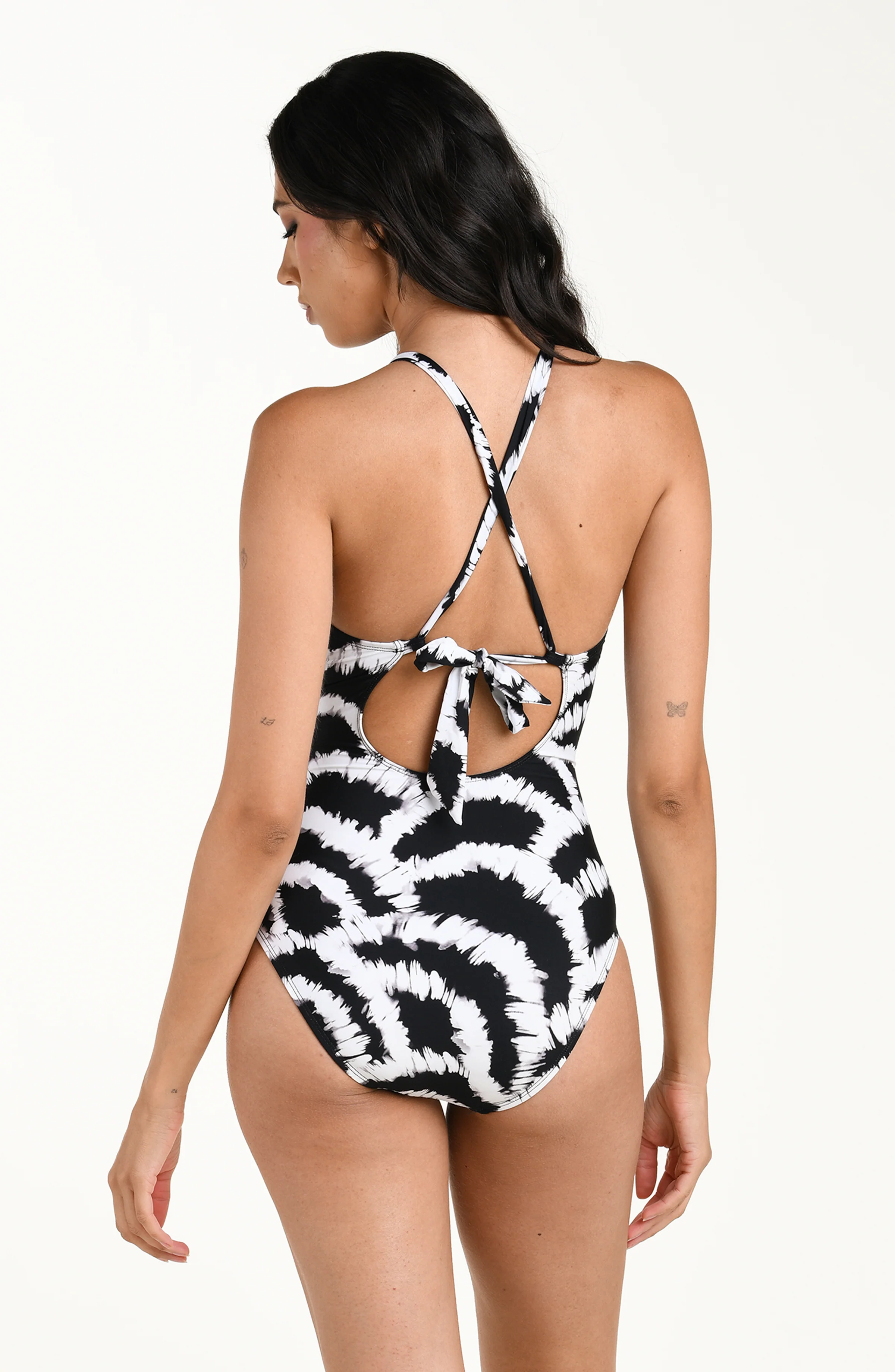 Woven Shadows High Neck Keyhole One Piece - Image 2