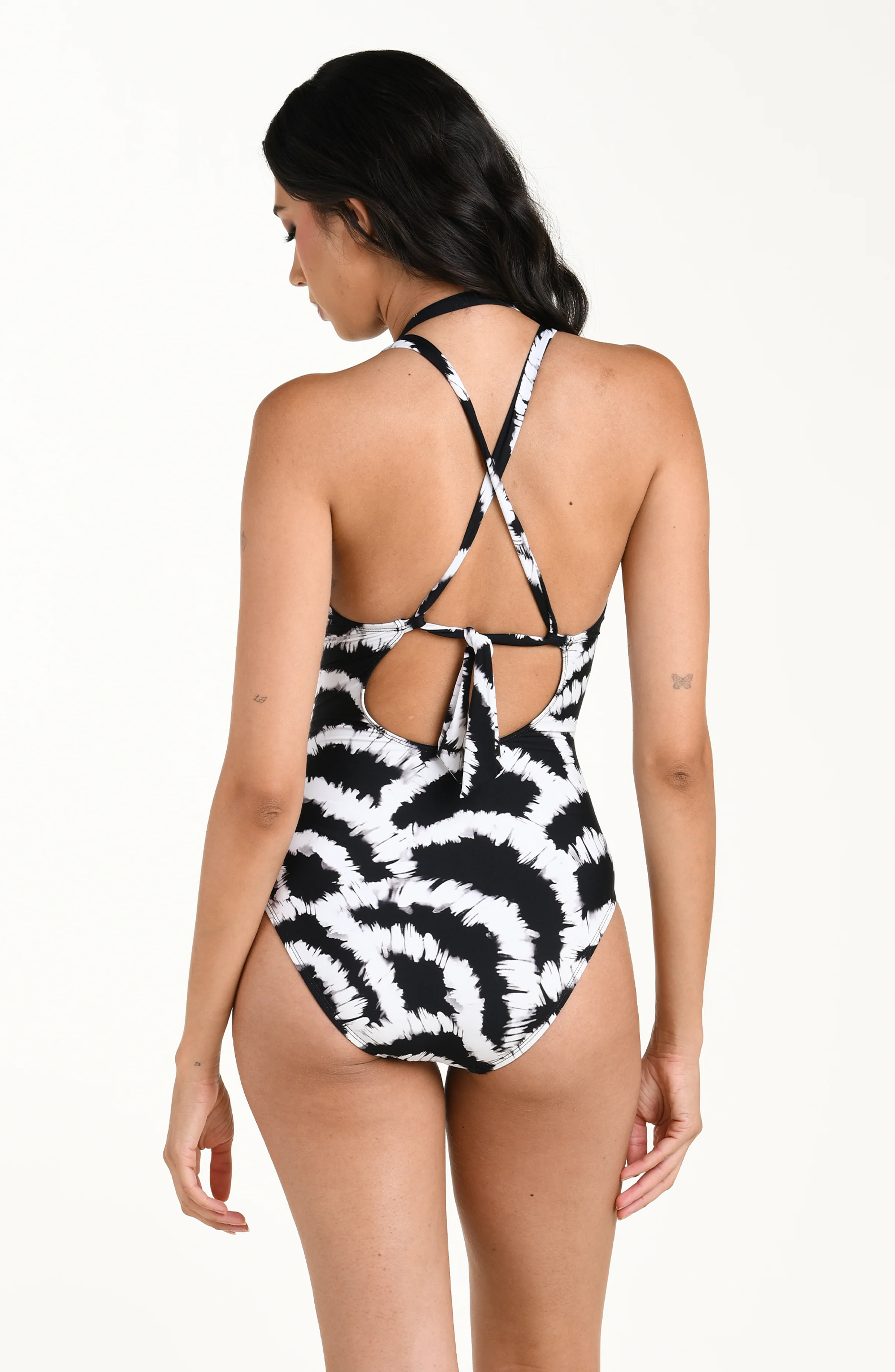 Woven Shadows High Neck Keyhole One Piece - Image 4