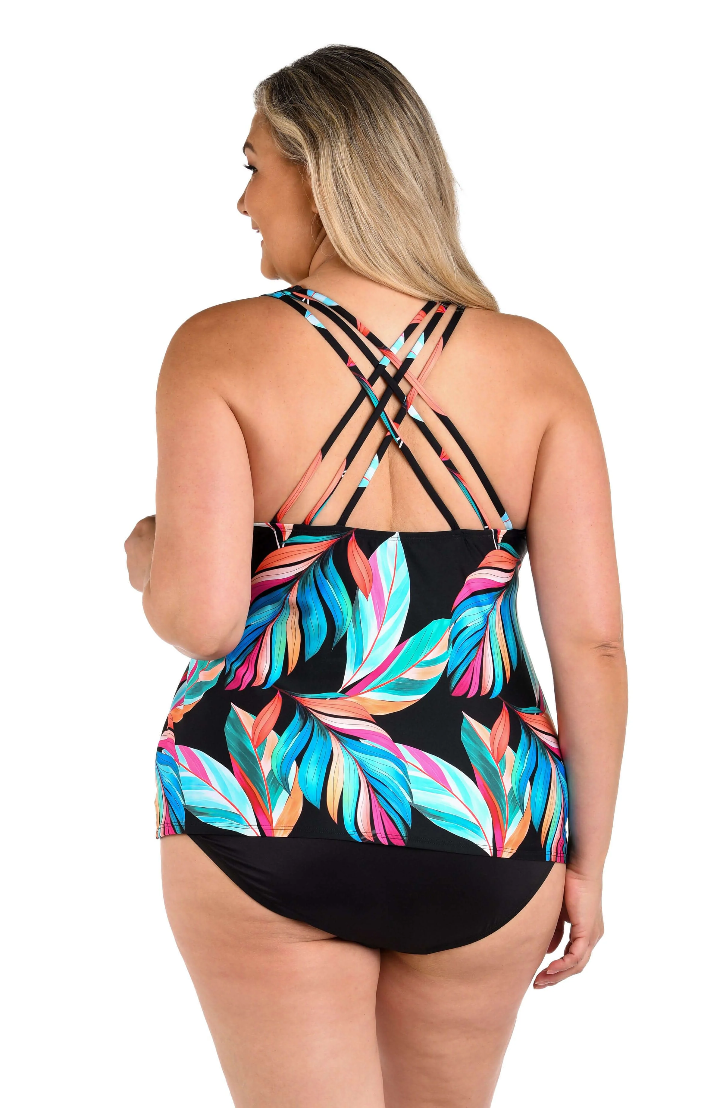 24th & Ocean Moonlit Leaf Underwire Crossback Tankini Top - Image 6