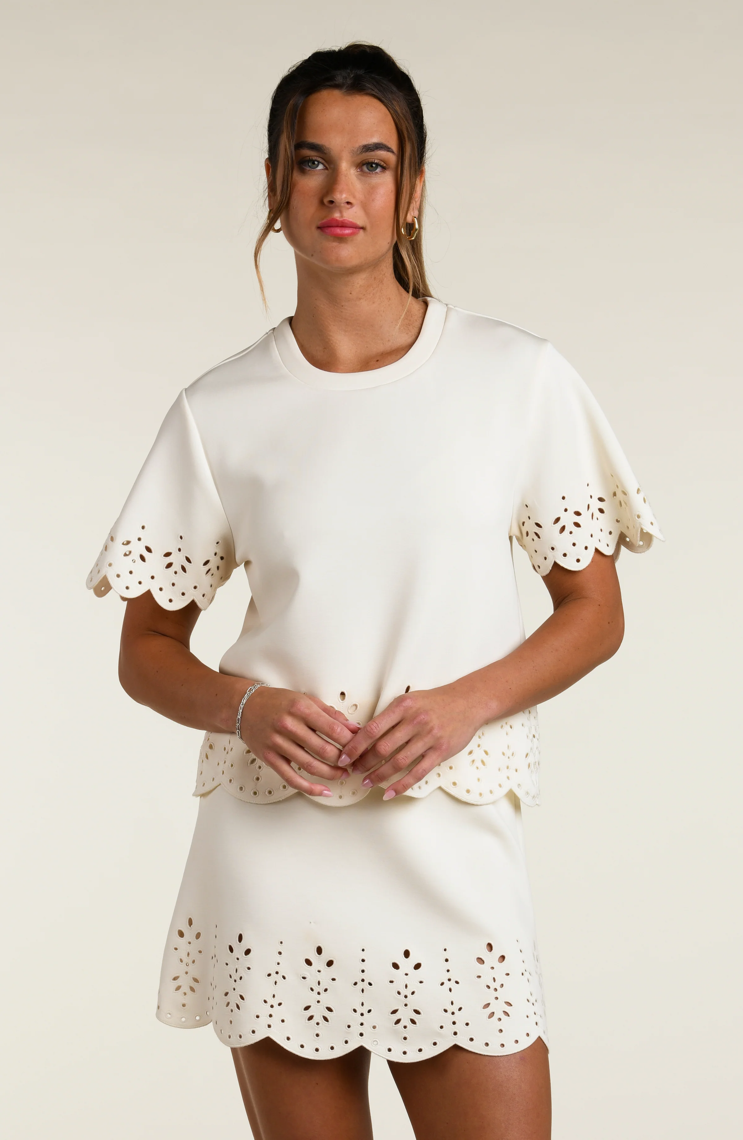 Cloudset Lounge Short Sleeve Top - Chalk - Image 3