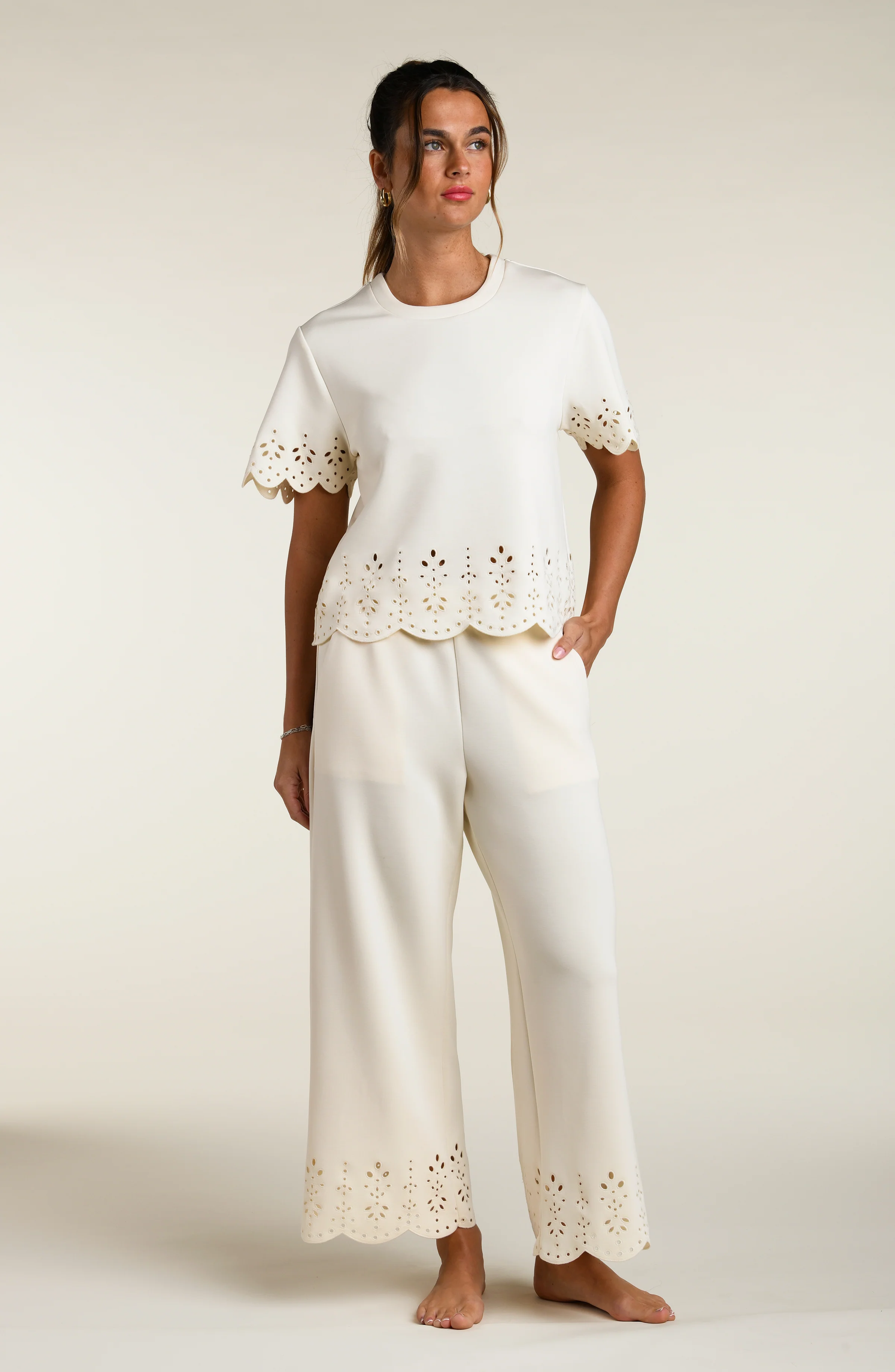 Cloudset Lounge Short Sleeve Top - Chalk - Image 4