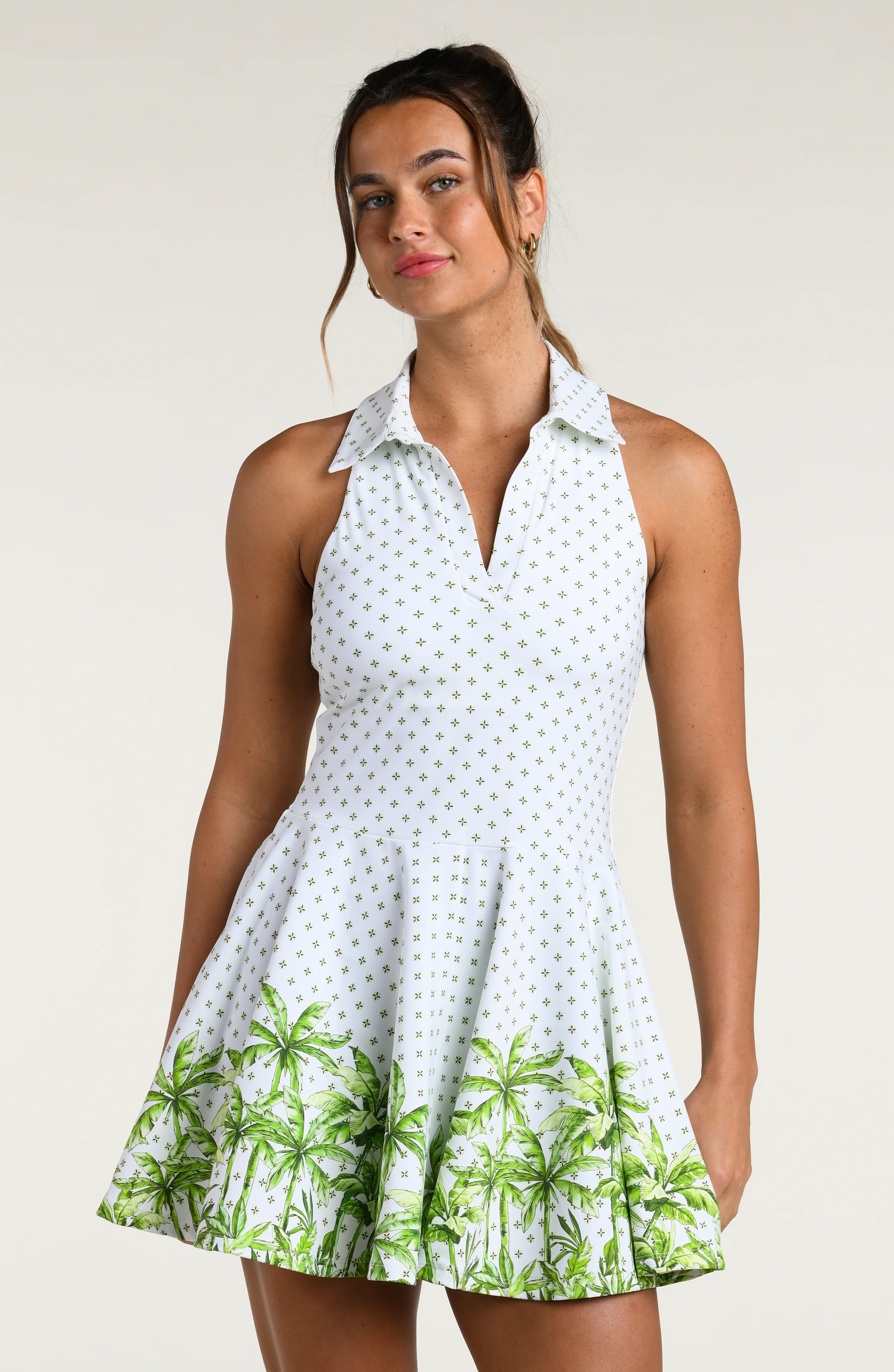 Club Palm Collared Tennis Dress - Lime - Image 4