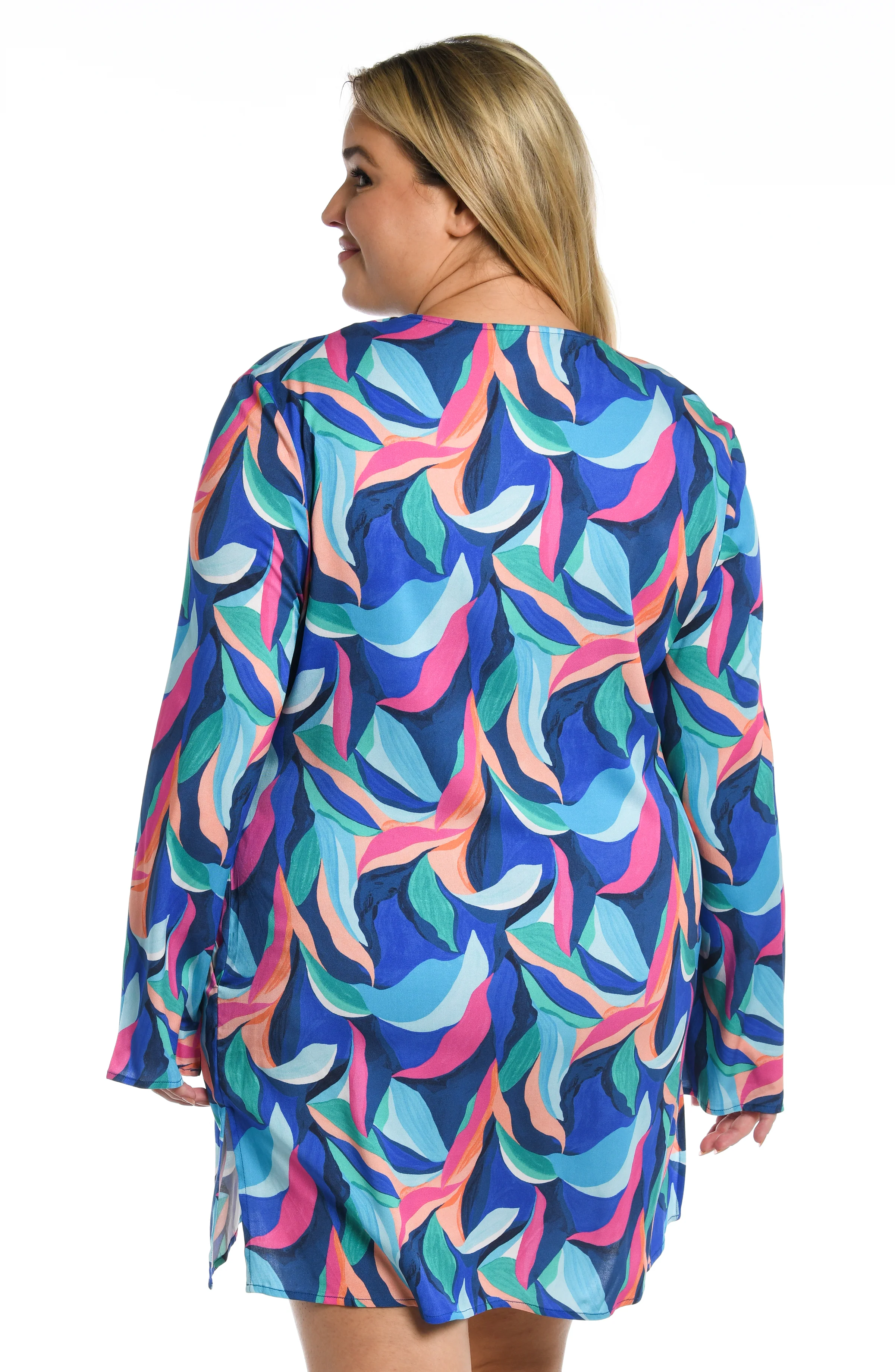 Painted Leaves Lace Up V-Neck Tunic - FINAL SALE - Image 5
