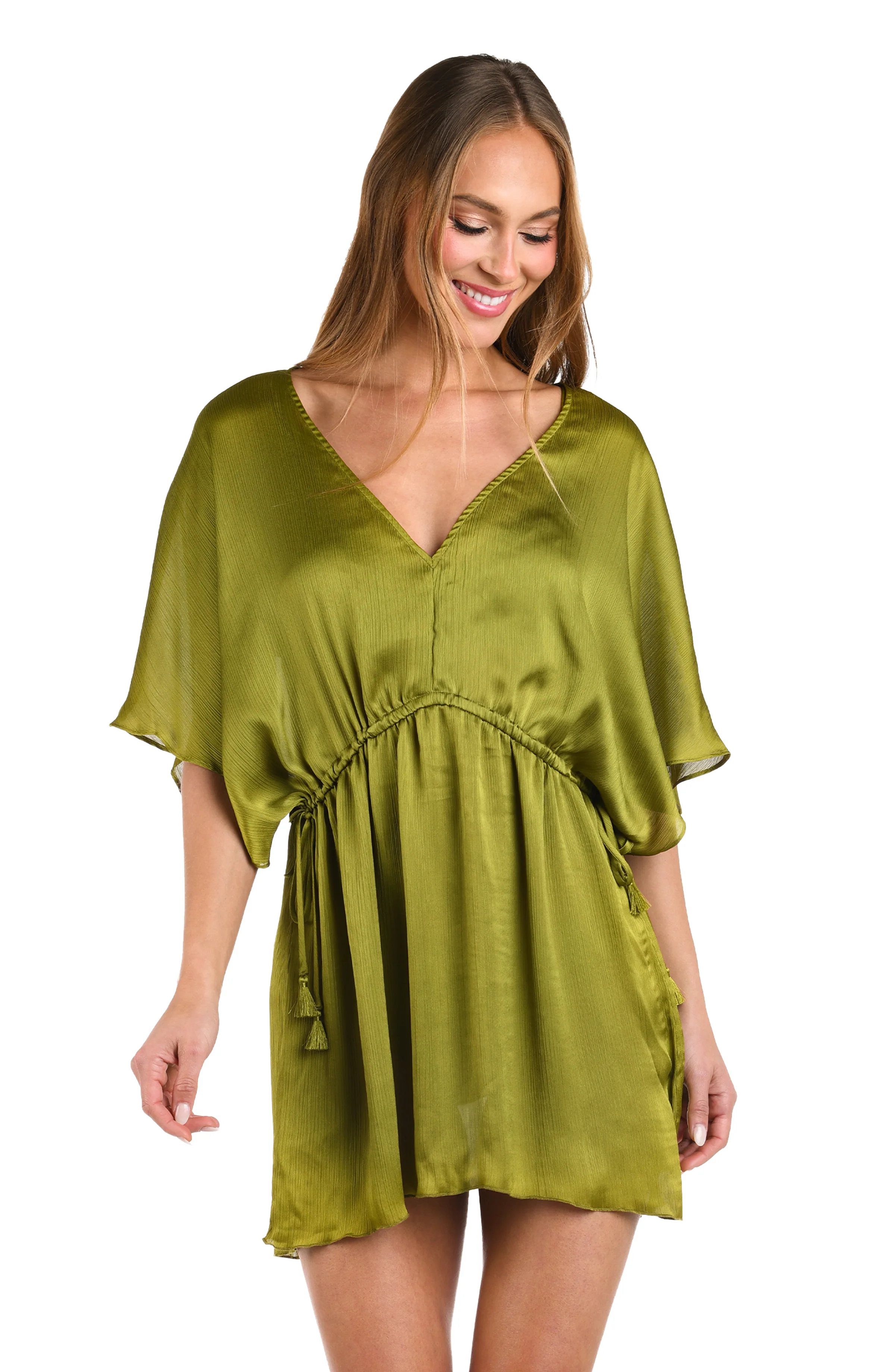 Sunshine 79 Radiance Crinkle Covers V-Neck Tunic - Olive - Image 2