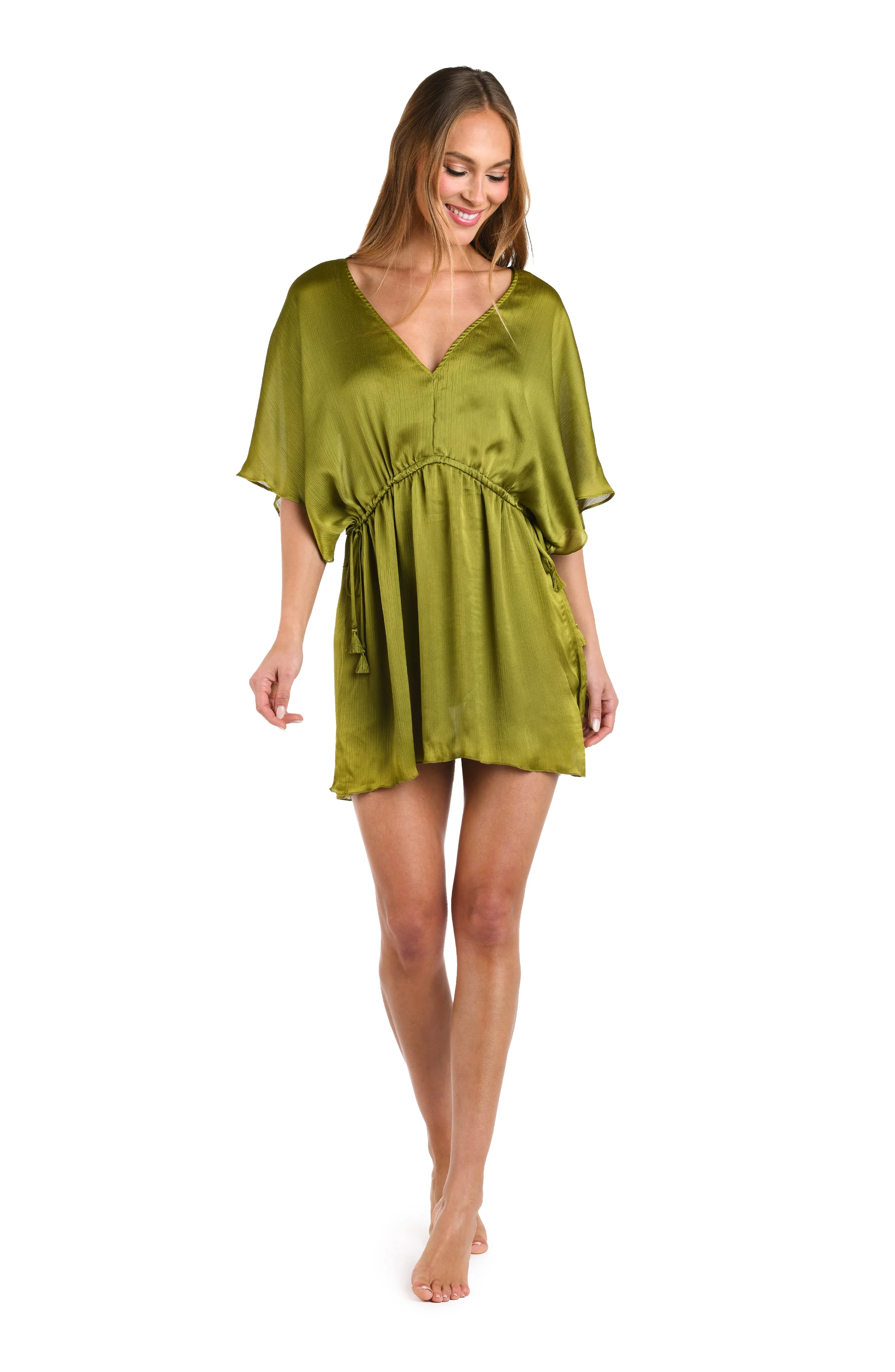 Sunshine 79 Radiance Crinkle Covers V-Neck Tunic - Olive - Image 4