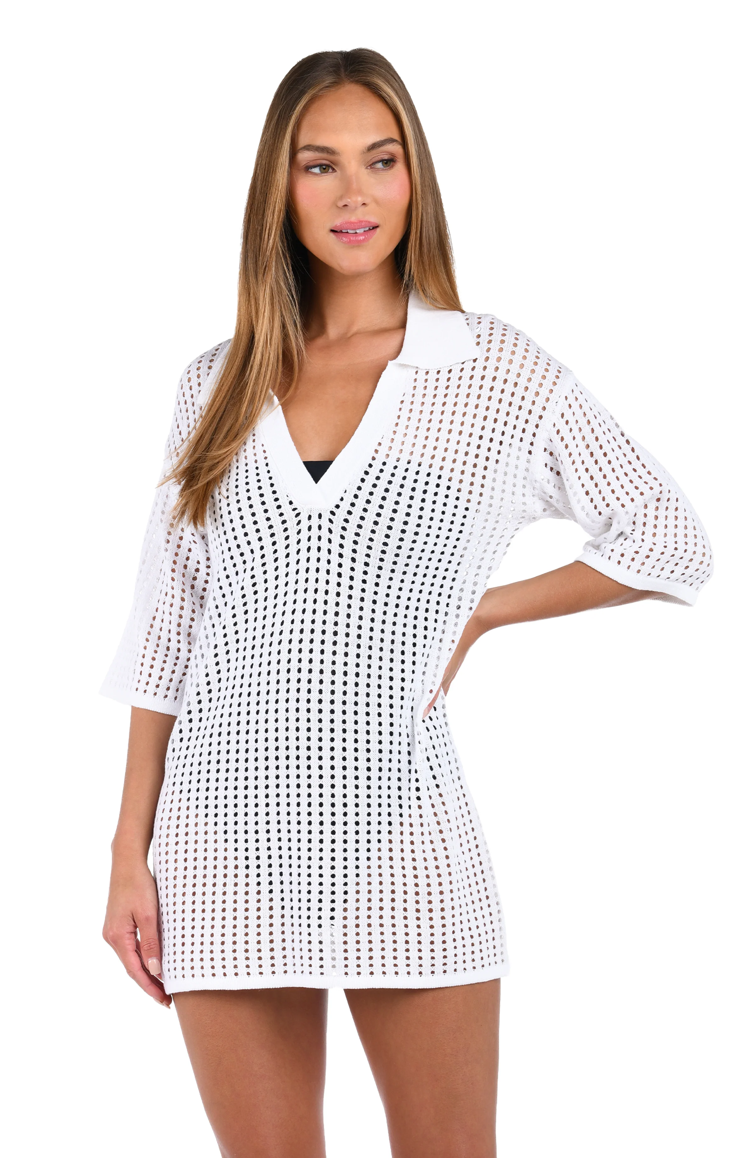 Sunshine 79 Resort Crochet Covers V-Neck Tunic - FINAL SALE - Image 4