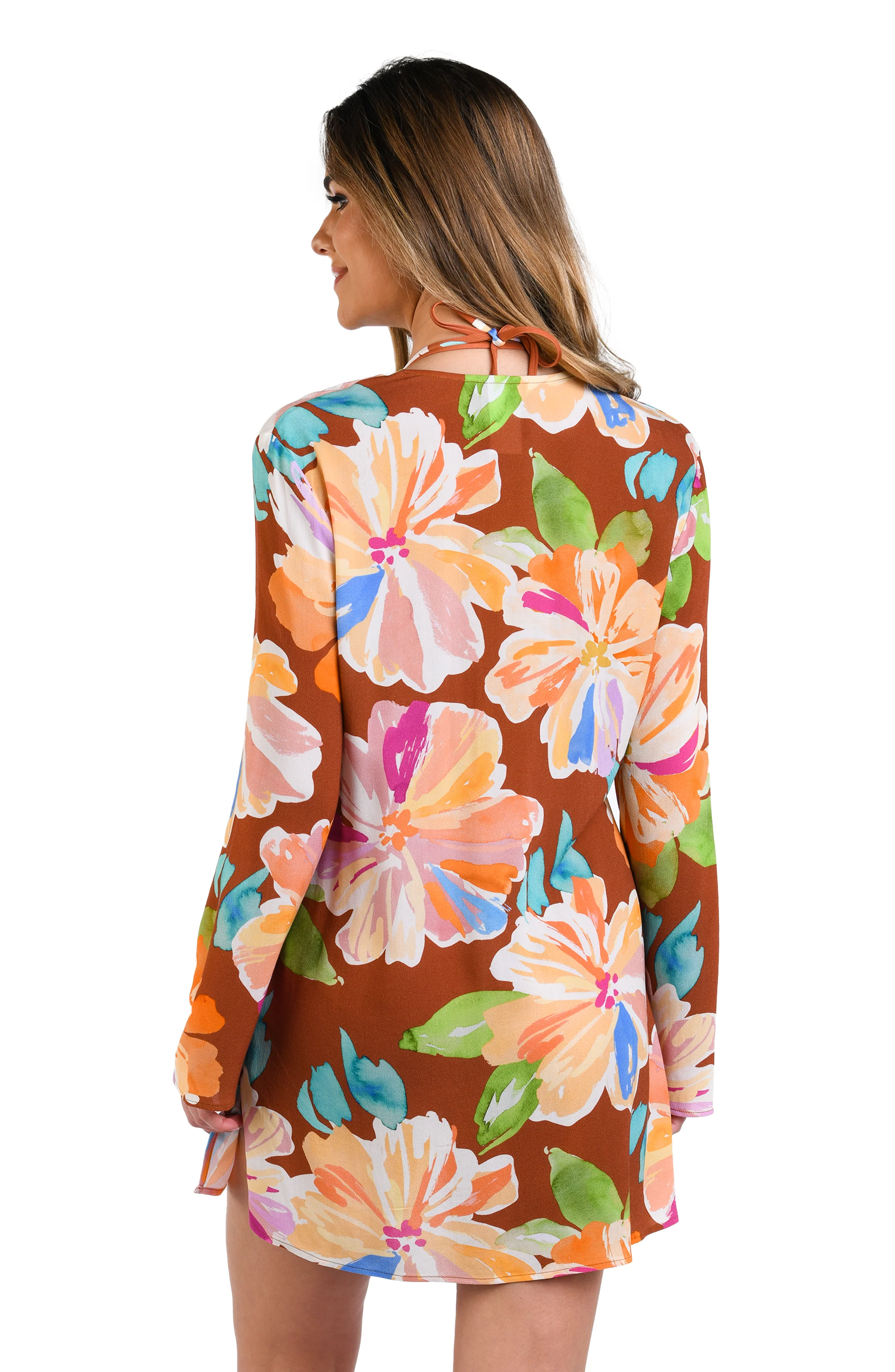 Saharan Sands Lace Up V-Neck Tunic Cover Up - FINAL SALE - Image 2