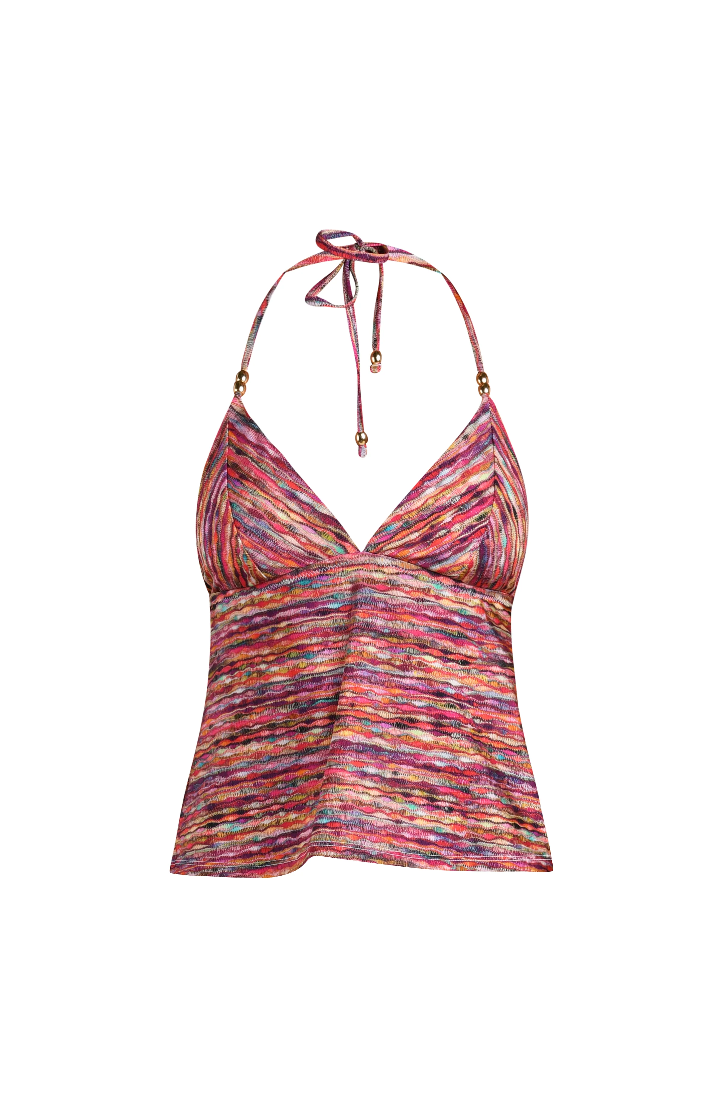 Sunshine 79 Shimmer Ripple Halter Midkini Top - Image 3