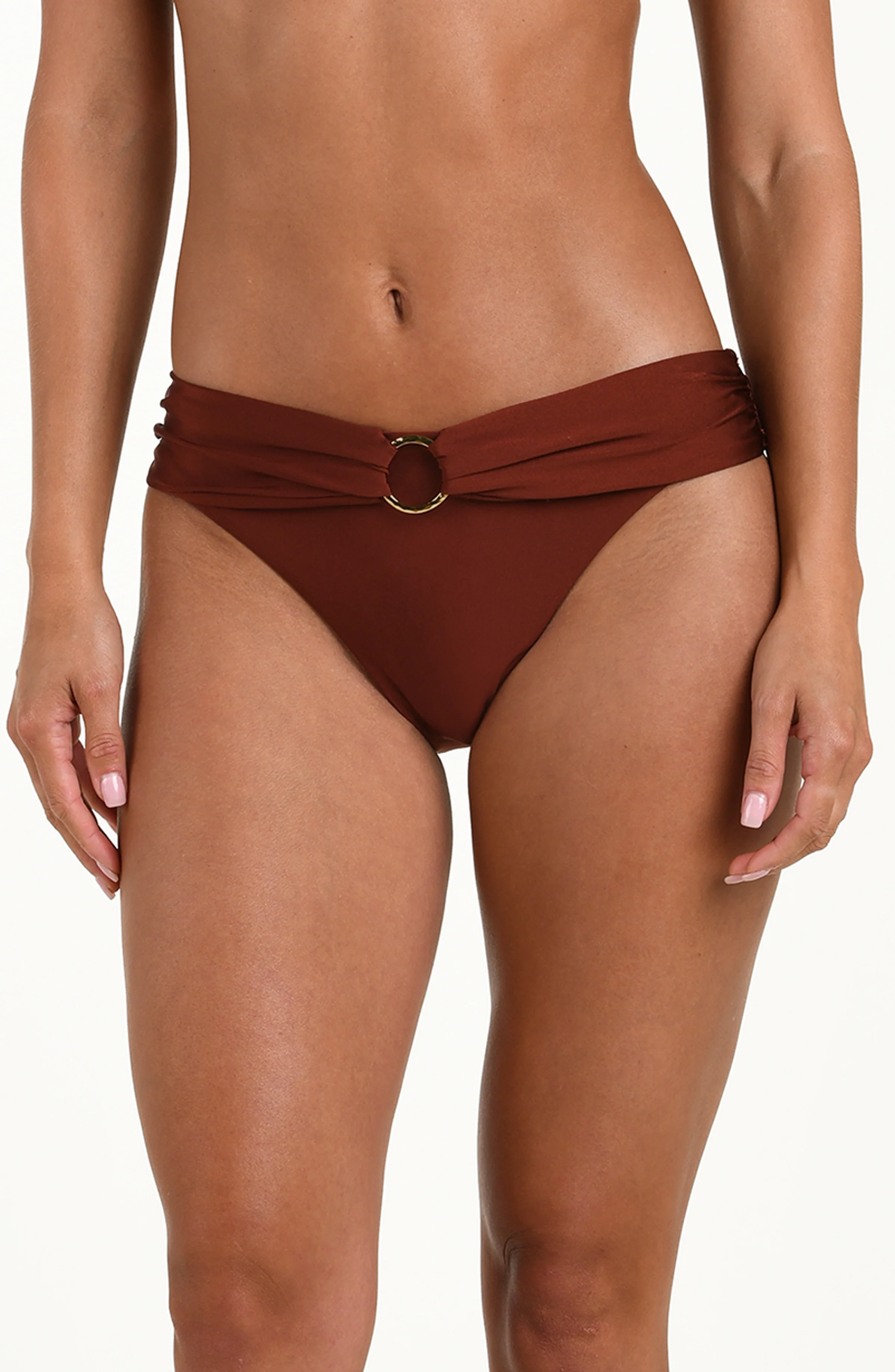 Sunshine 79 Solids Ring Sash Hipster Bottom - Mahogany