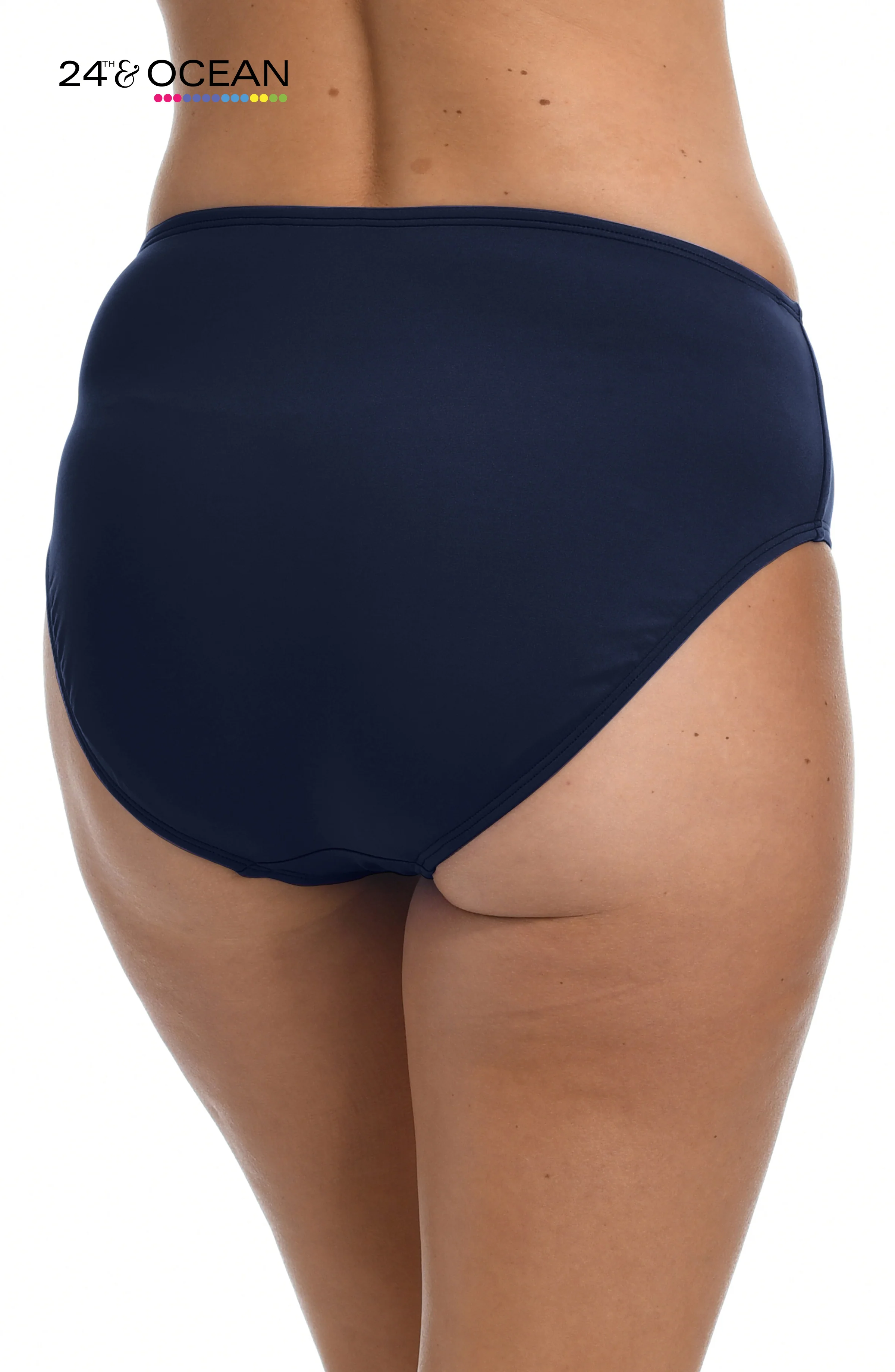 24th & Ocean Solid Mid Waist Hipster Bikini Swimsuit Bottom - FINAL SALE - Image 2