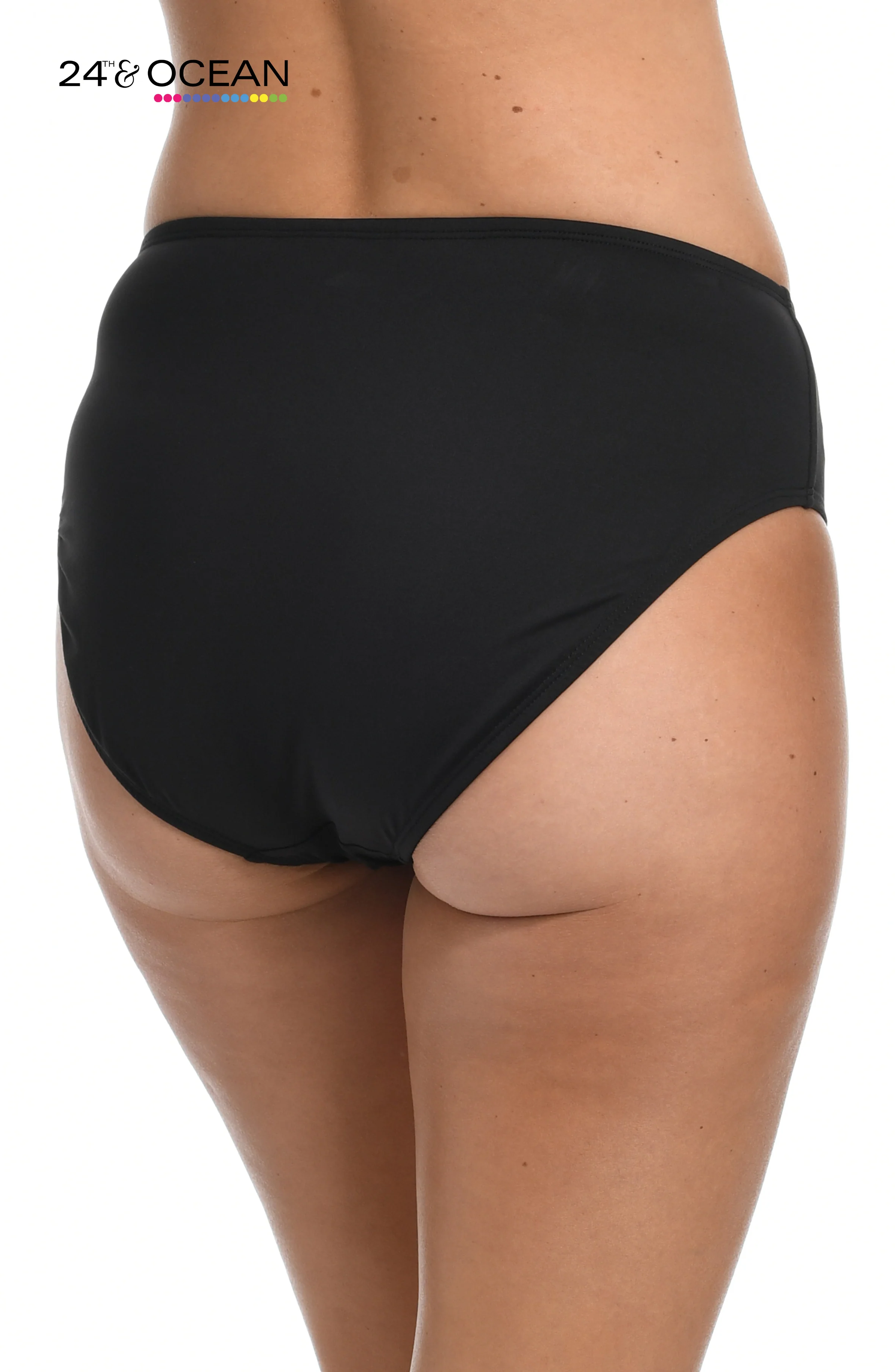 24th & Ocean Solid Mid Waist Hipster Bikini Swimsuit Bottom - Image 2