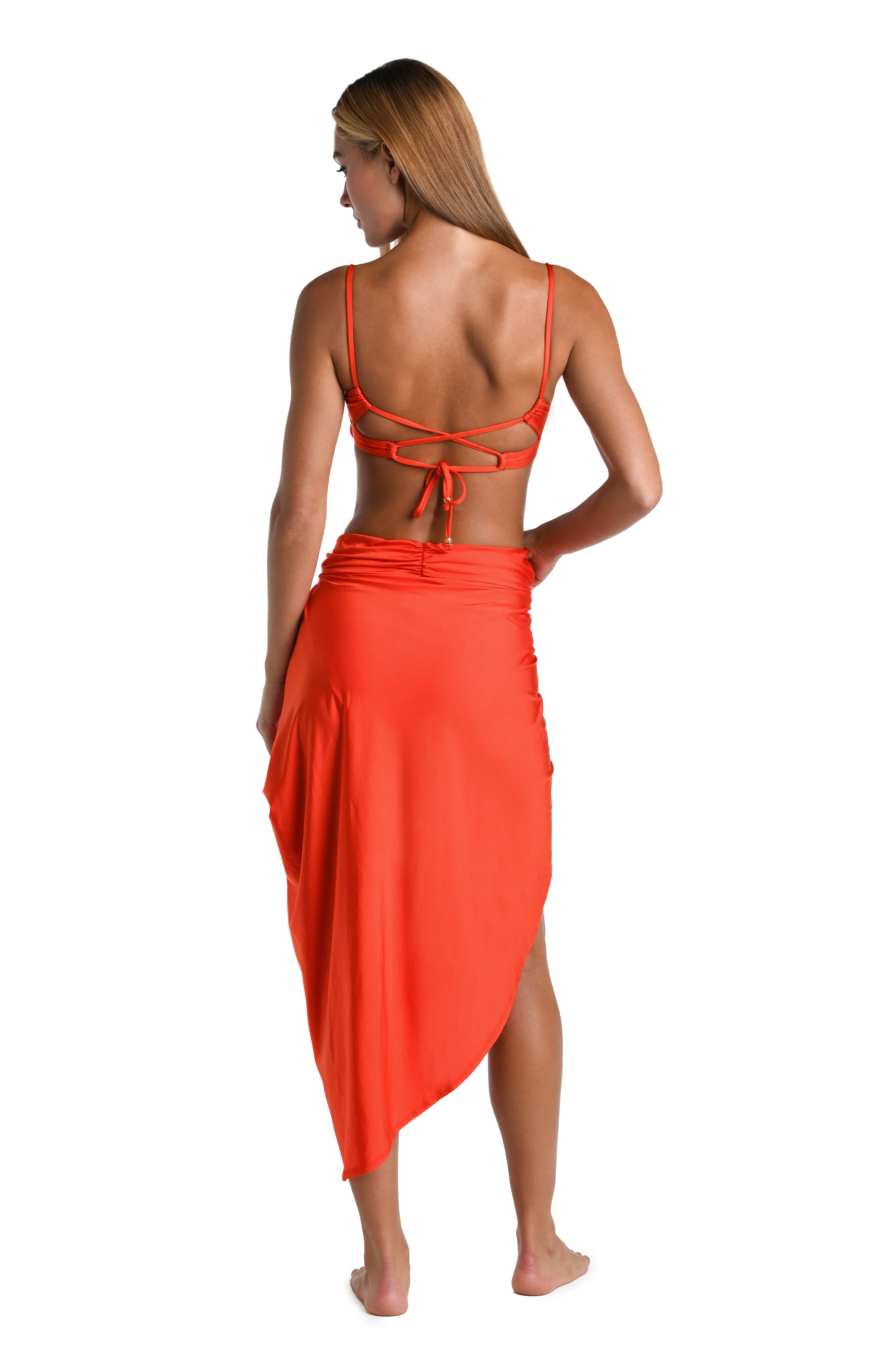 Sunshine 79 Sunshine Solids Pull-On Faux Pareo Cover Up - Flame - FINAL SALE - Image 5