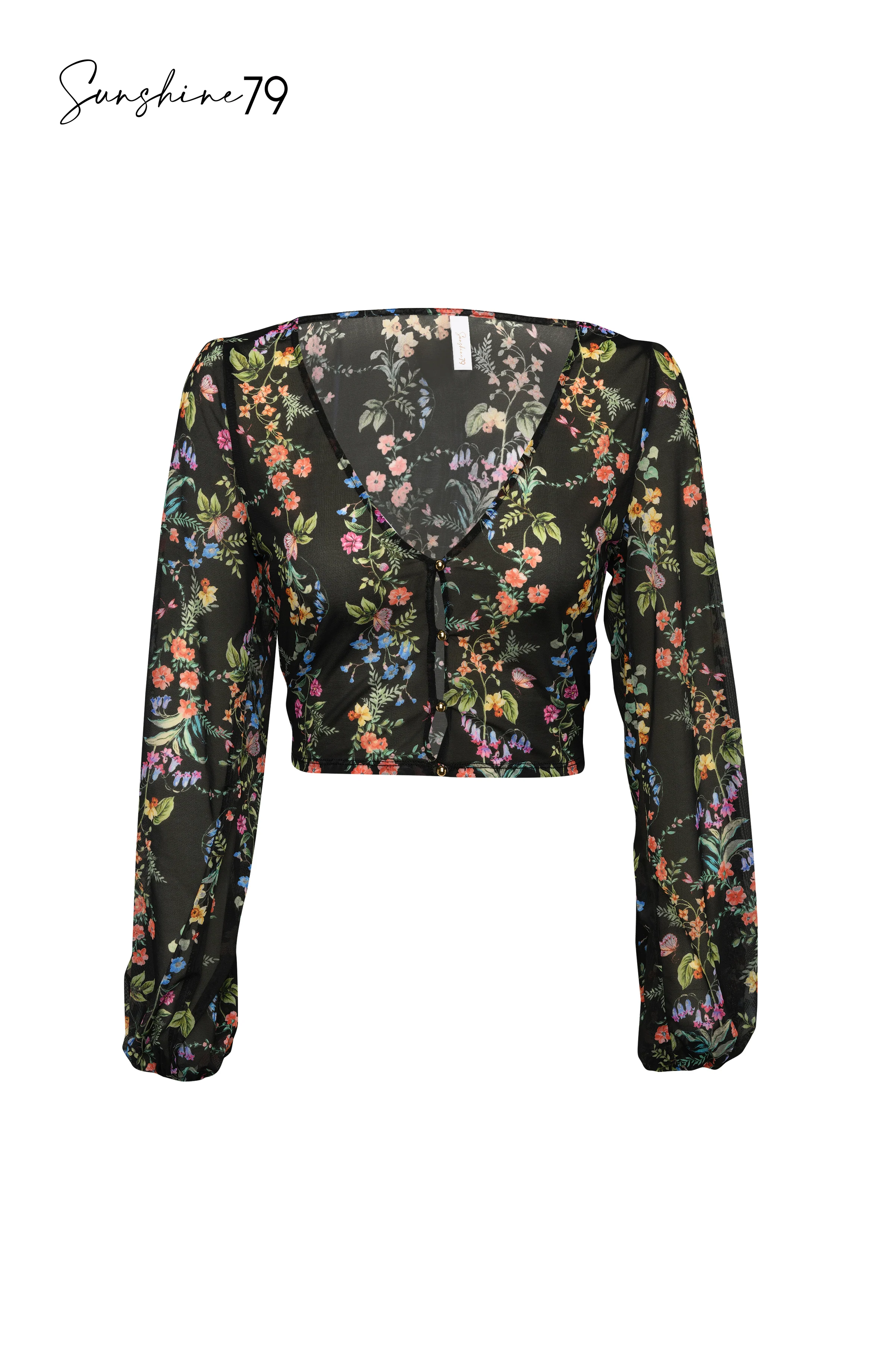 Sunshine 79 Wildflower Vines Mesh Crop Top Cover Up - FINAL SALE - Image 8